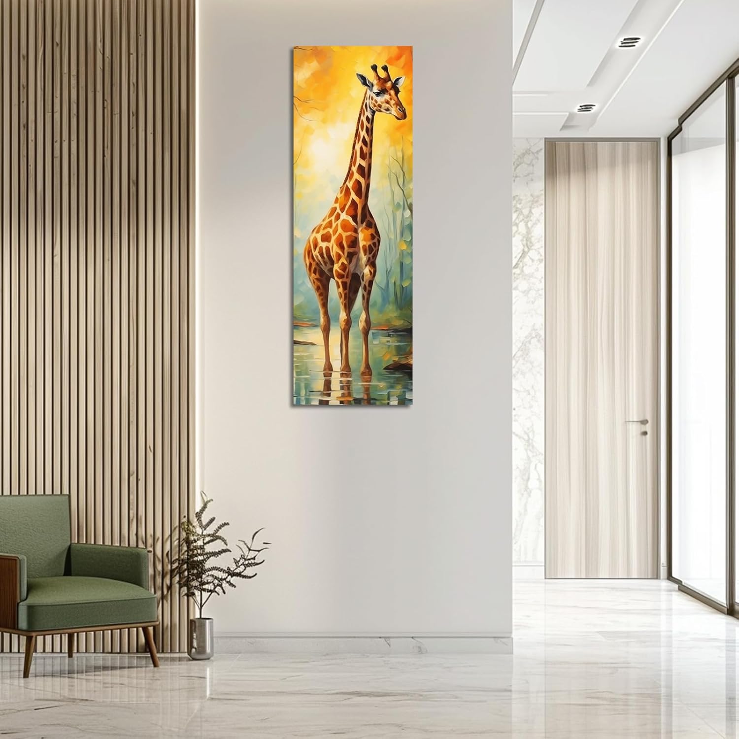PBXBJY Giraffe Canvas Wall Art Colorful Giraffe Picture Wall Decor Forest Wild Animals Poster Prints Modern Painting Home Decor for Hallway Living Room (8.00" x 24.00")