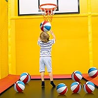 Vista 6 de Paquete de 8 mini pelotas de baloncesto de goma de 7 pulgadas con bomba de aire, mini aro de tamaño junior, 3 pelotas de baloncesto para Rojo Blanco