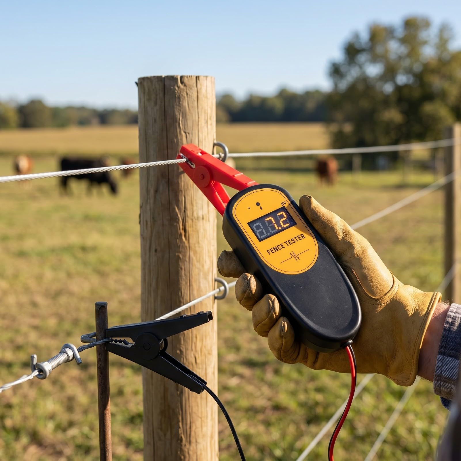 Tester di Tensione per Recinto Elettrico, Misuratore di Tensione Digitale a Impulsi da 500 V a 13 KV con Protezione del Circuito di Funzionamento a un Pulsante, Rilevatore di