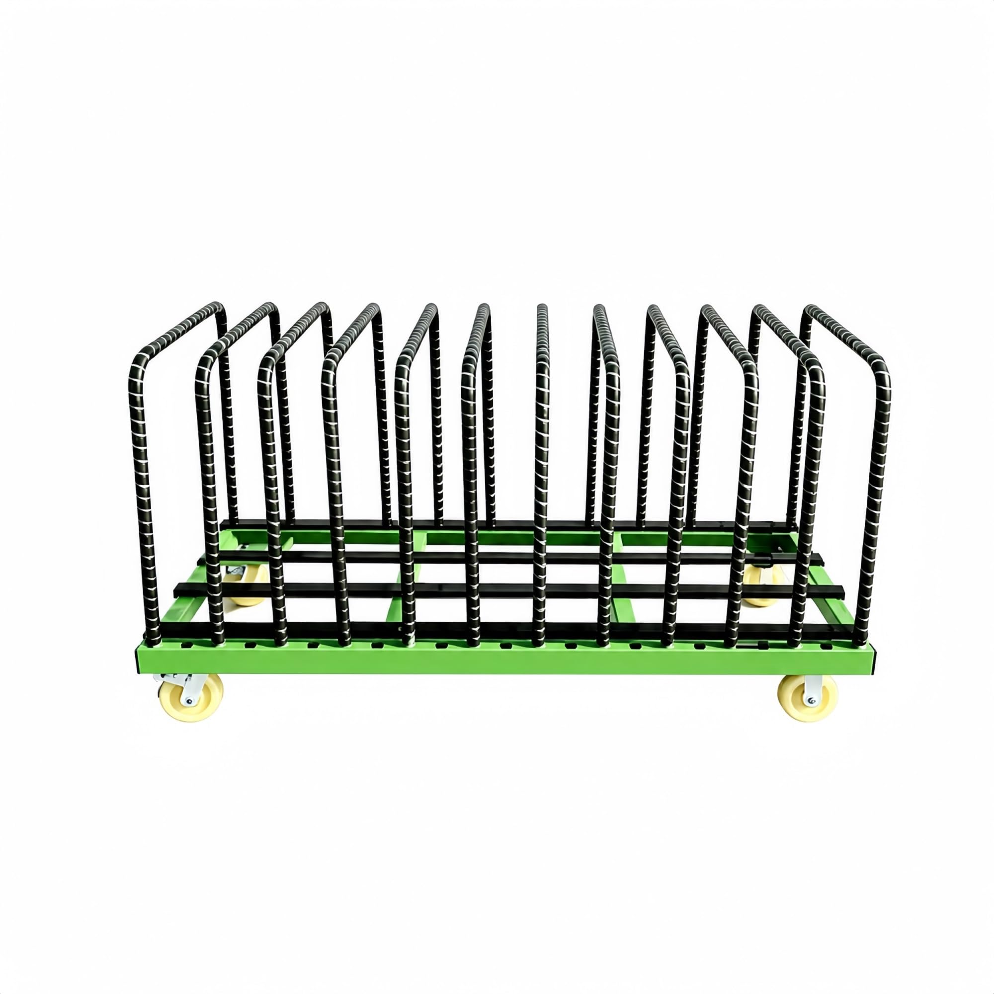 Plattenwagen mit Herausnehmbaren Trennern for Glas, Stein und Holz | PVC-Ummantelte Kontaktflächen mit Vier 5-Zoll-Nylonrollen(11-Slot Low)