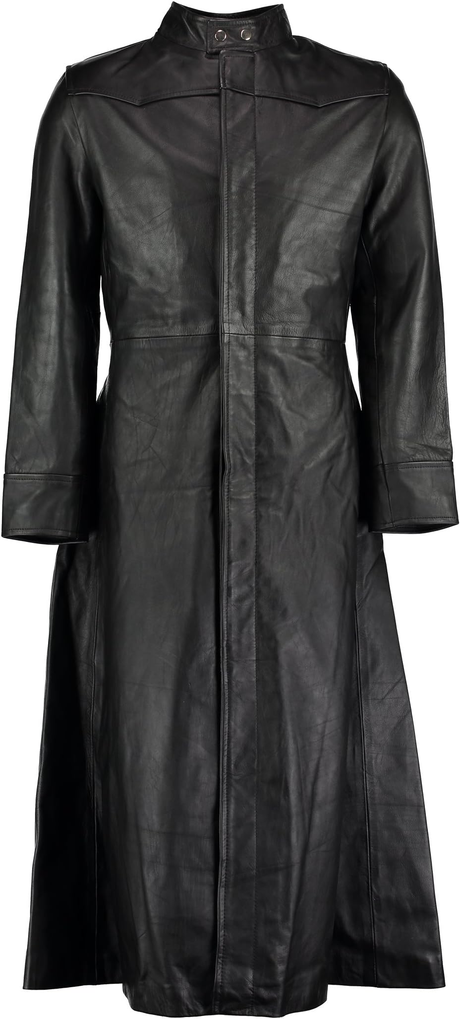 MyLeatherNeo Matrix Black Gothic Style Men's Long Leather Coat (3XL)
