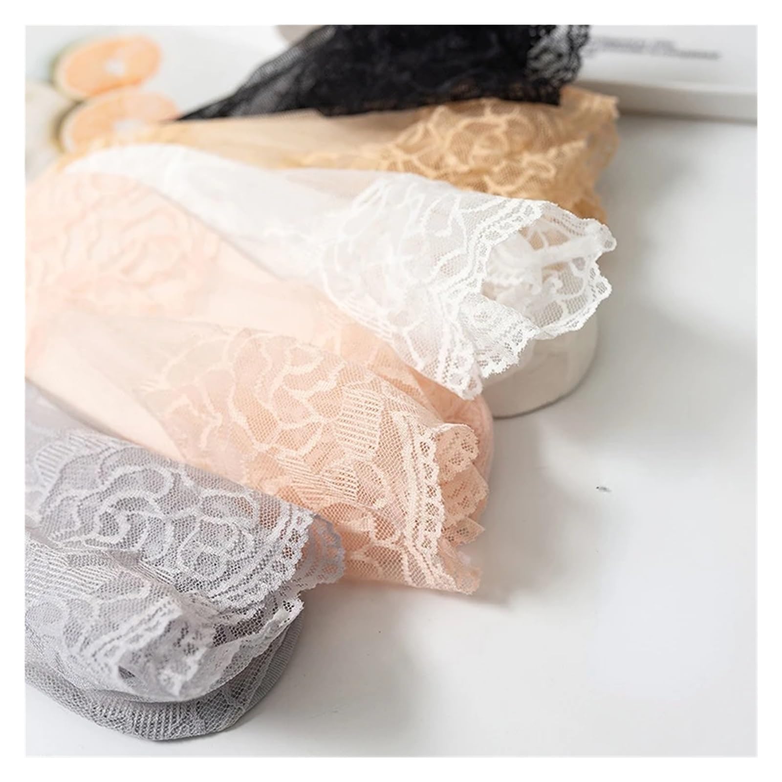 Medias Cortas Mujer 3 pares de calcetines encaje transparentes con estampado floral for mujer, cortos y finos verano for