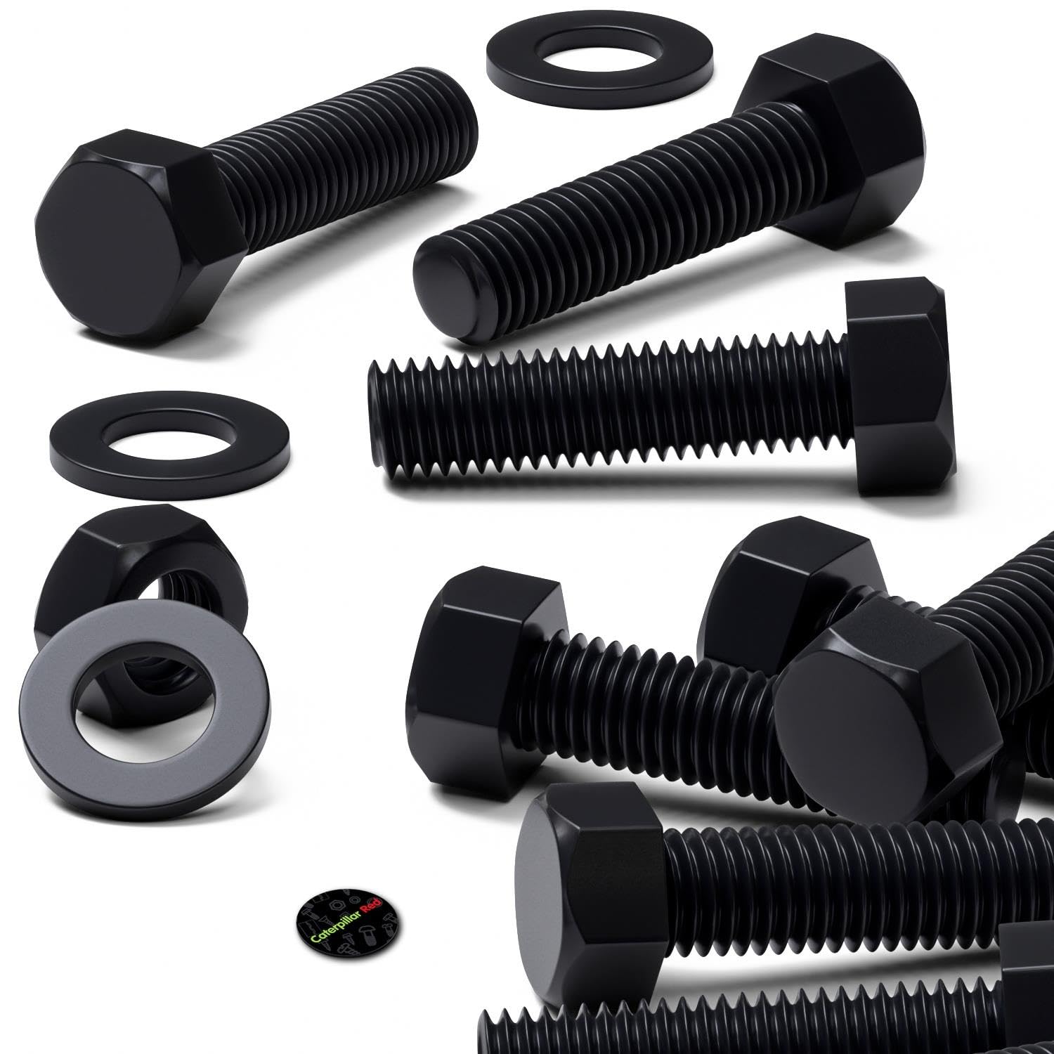 20 x Black Nylon Hex Head, M10 x 40mm, Plastic Nuts and Bolts, Washers, Hexagon, Nylon, (25/64 x 1 37/64 in)
