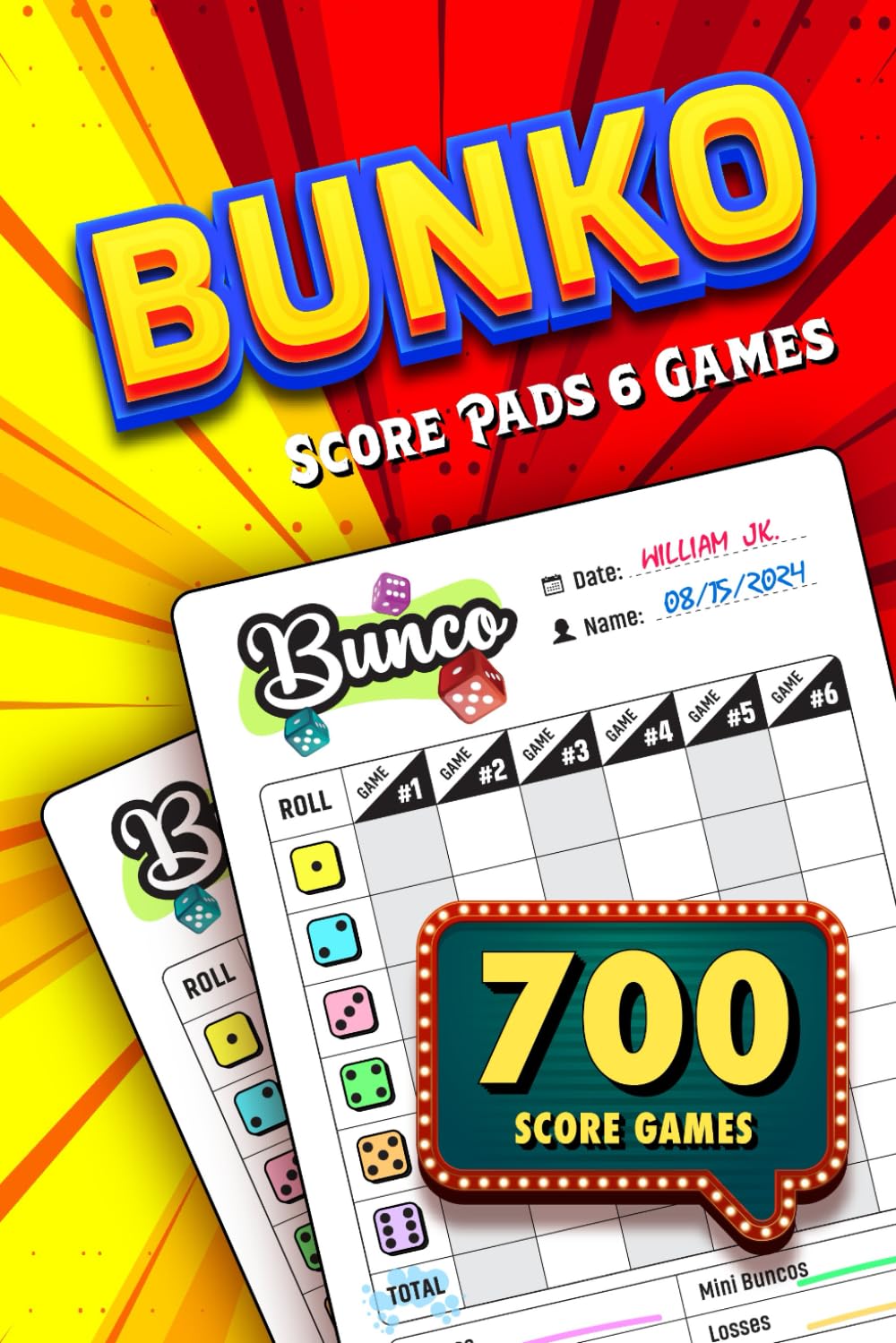 Bunko Score Pads 6 Games: 124 Original Sheets With 700 Scoring Games for Scorekeeping (Bonco Scorebook)