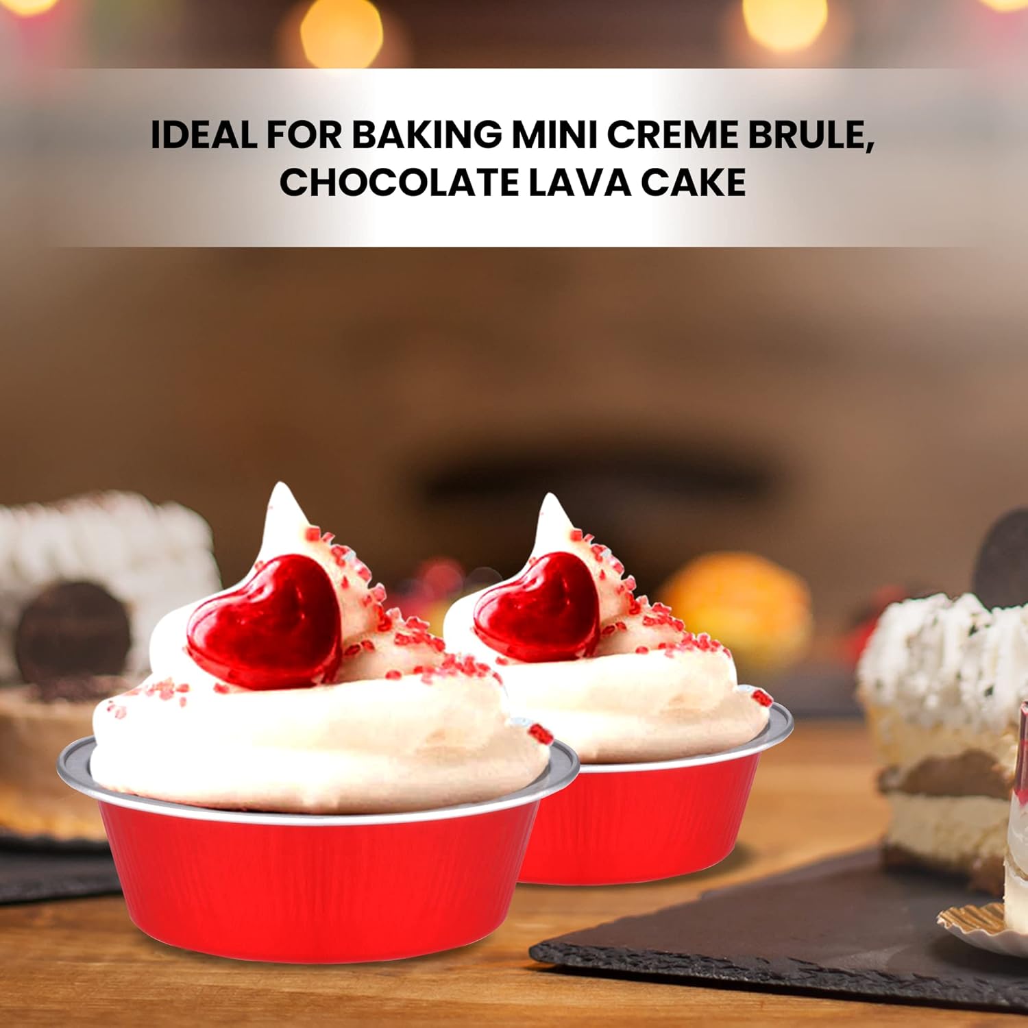 Disposable Pie Tins 3 oz, 100 Pack - Mini Tart Pans, Red Aluminum Foil Round Oven Baking Mini Cake Pan for Pie Tart Quiche