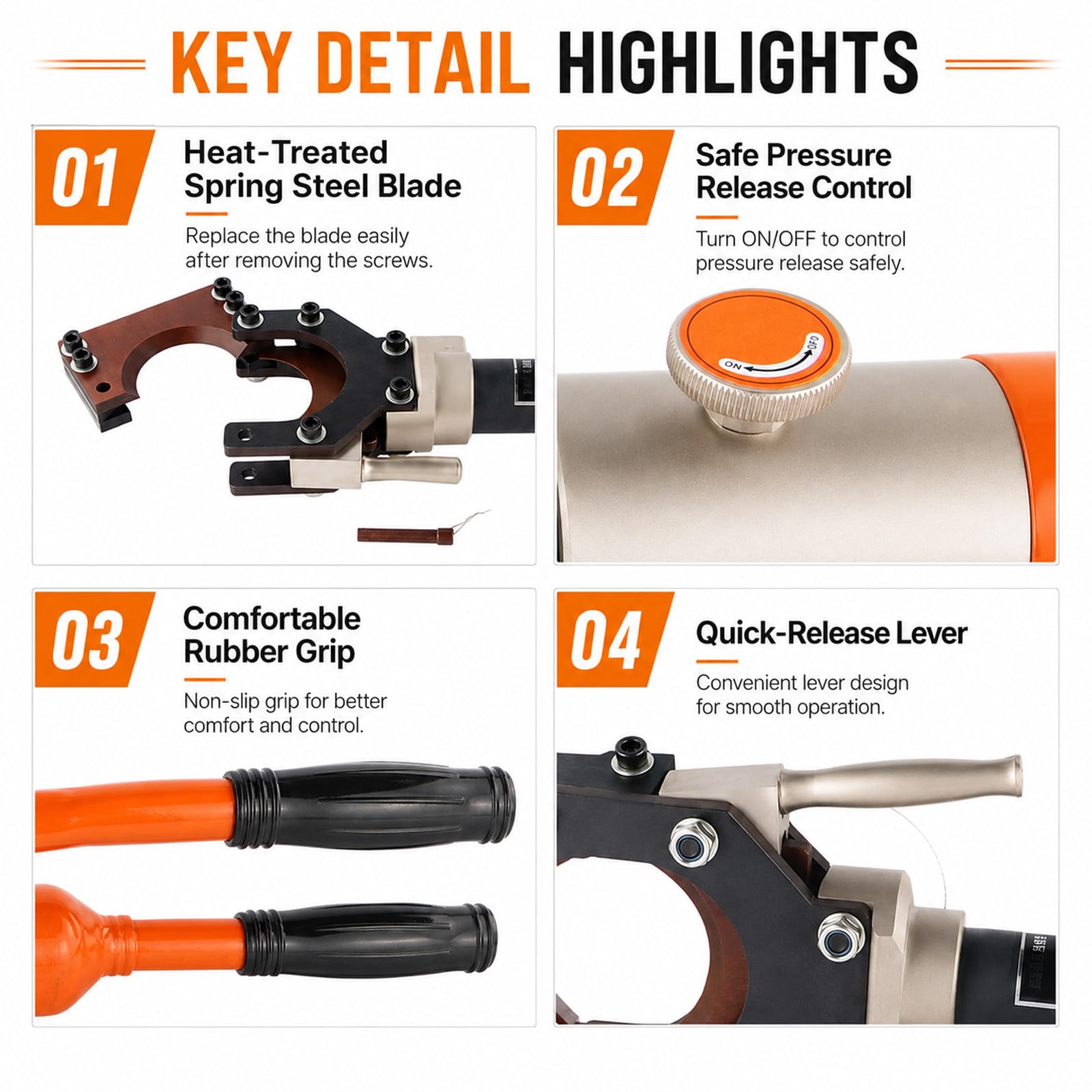 Cortacables Hidráulico Manual para Electricistas CPC50mm | Fuerza de 7T a 10T y cuchilla de aleación, filo duradero para larga vida útil, para cobre y aluminio no acero ni ACSR