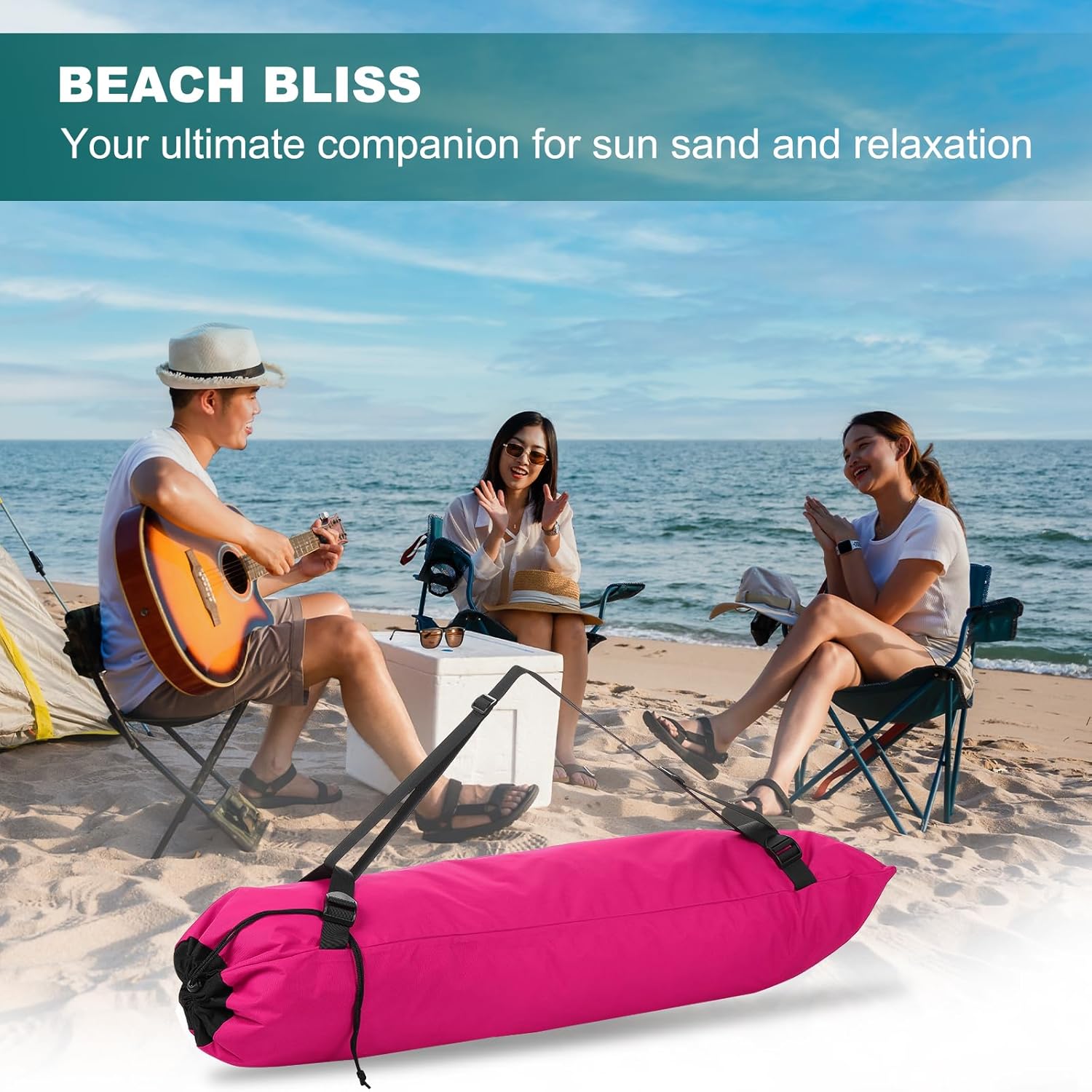 PATIKIL Foldable Camp Chair Replacement Bag, 2 Pcs Camping Chairs Folding Chair Carry Bag with Adjustable Shoulder Strap for Outdoor Camping Fishing Storage, Rose Red, Black