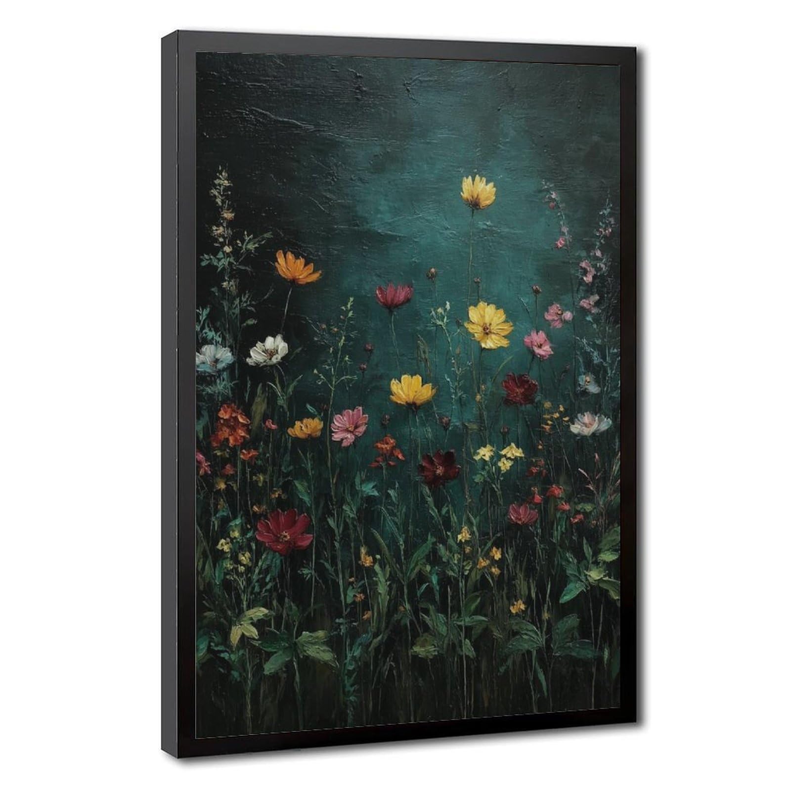 Bareronor Purple Dark Wildflower Field Canvas Poster Bedroom Decor Landscape Office Room Decor Gift 12" L X 18" W