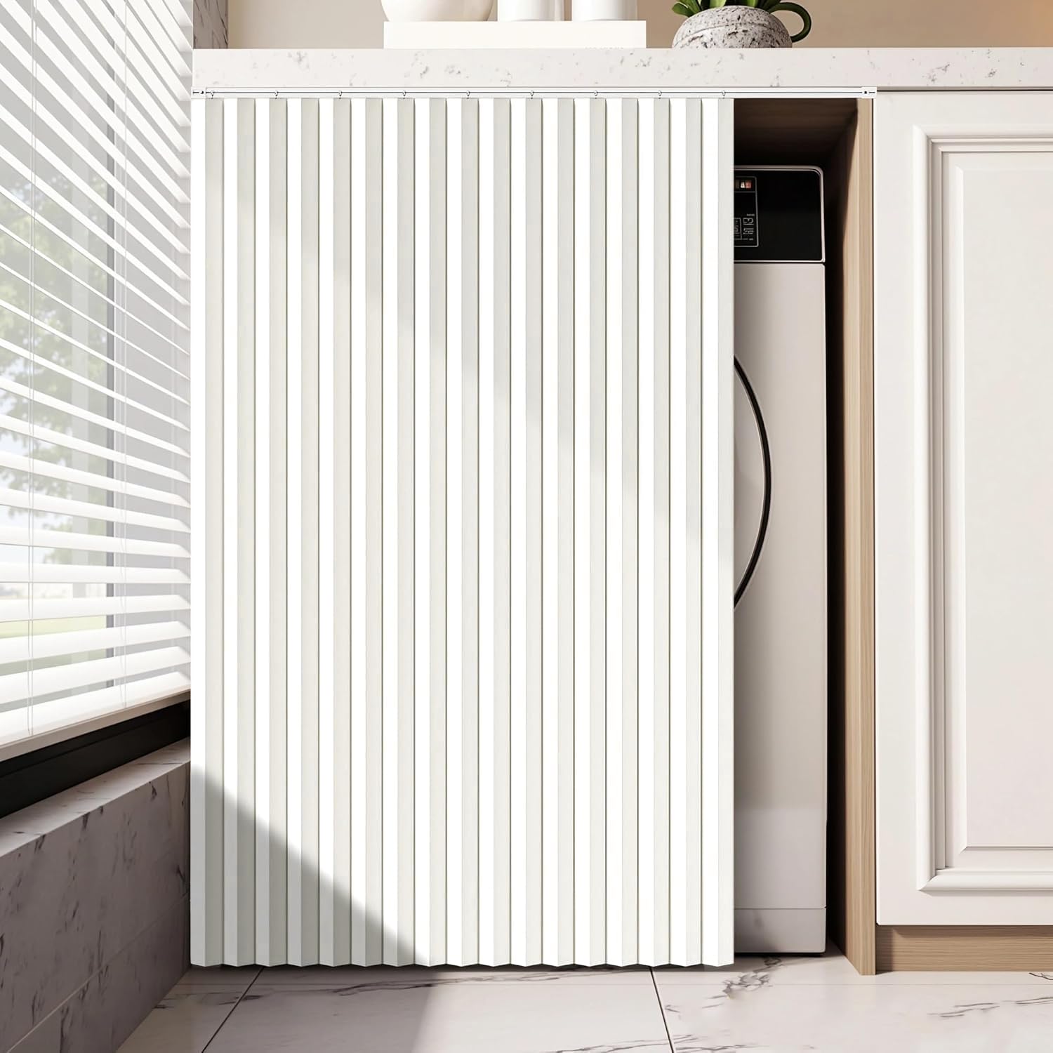 Cortinas Personalizables con rieles deslizantes multifuncionales, Ideales para zapateros, roperos y armarios.-White- W50cmx80cm