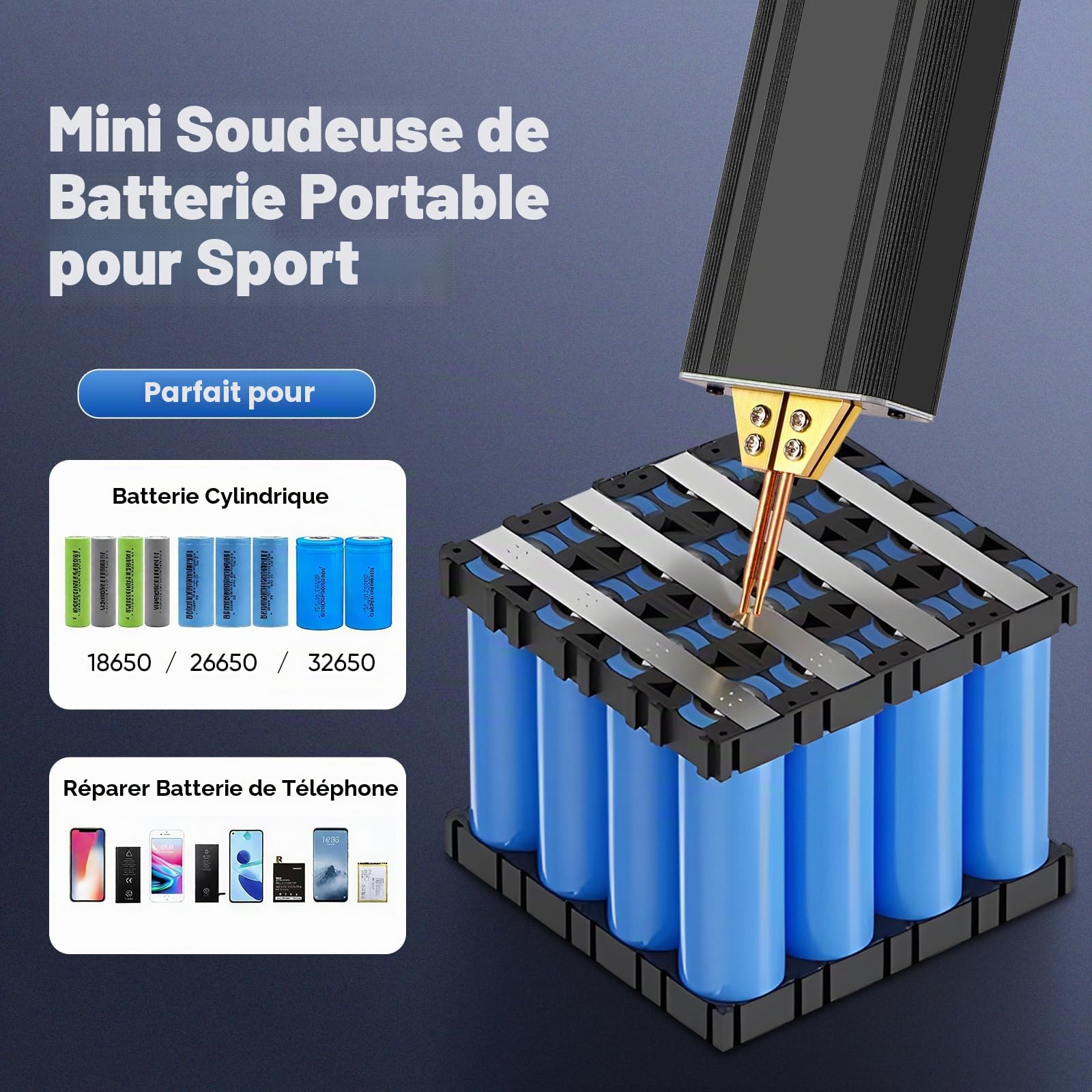 Soudeur par Points avec Batterie 5000 mAh, écran OLED, chargement Type-C, Automatique et Manuel, 80 Vitesses