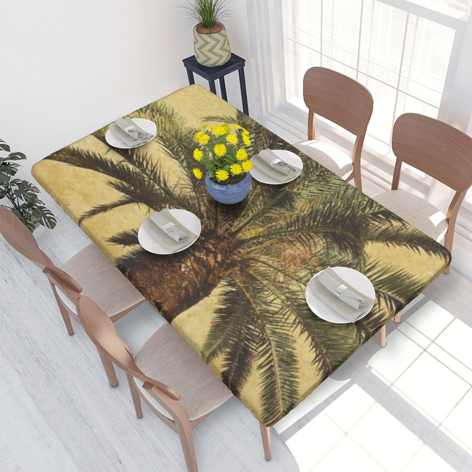 BNVSADC Palm Tree Tropical Printed 4FT Tablecloth 122x76 CM Polyester Kitchen Water Resistant Table Cloth Dining Table Decoration Table Covers