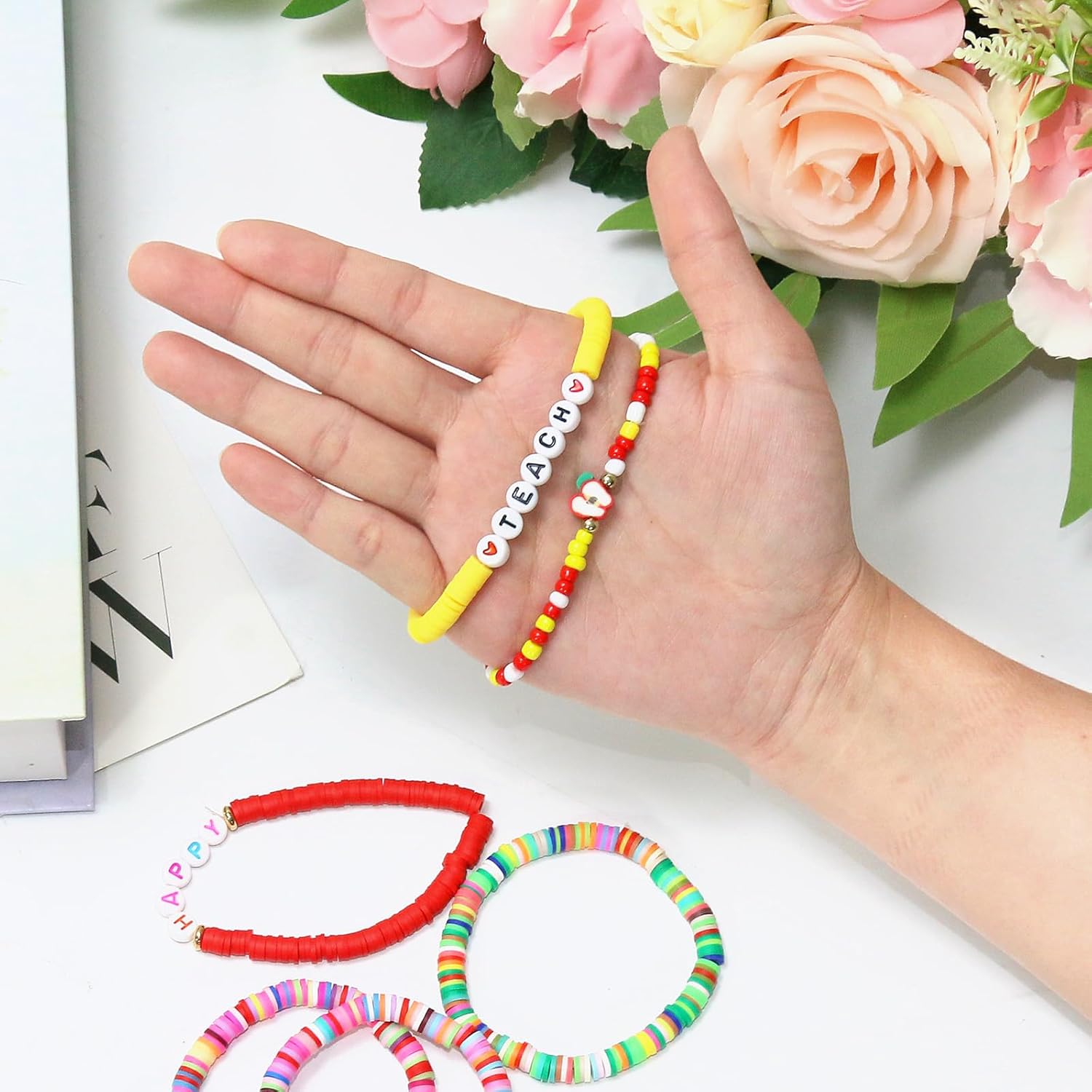40 Pcs Bracelets for Women Stretch Stackable Elastic Layering Friendship Bracelet, Boho Summer Beach Jewelry Party Favors Gift Party Supplies - Image 7