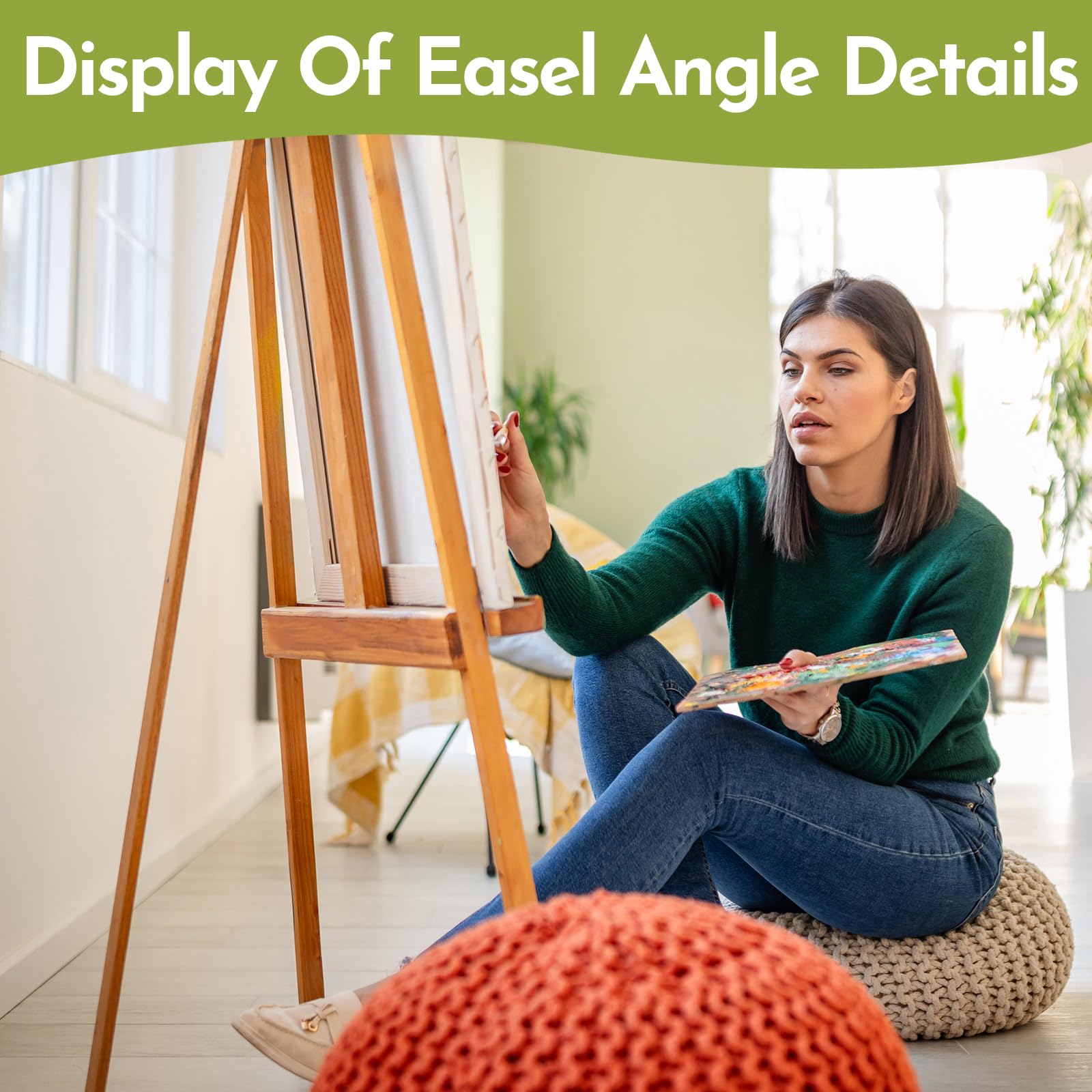 CONDA Cavalletto regolabile in legno per esposizione, cavalletto in legno di faggio con telaio ad A, può contenere tele fino a 152,4 cm, cavalletto inclinabile da pavimento per esposizione, pittura,