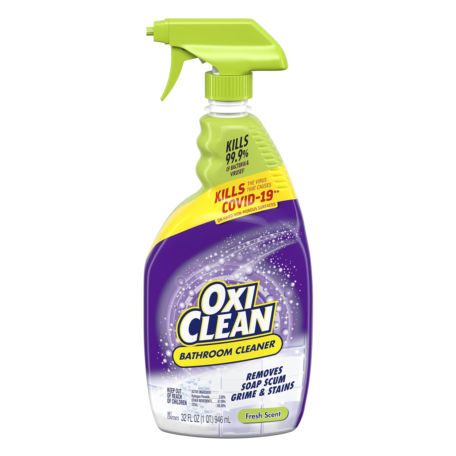 OxiClean Bathroom Cleaner Shower Tub Tile Powered by OxiClean Stainfighters 32 oz