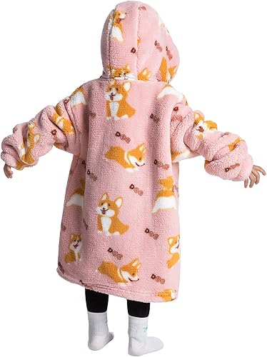 Miniatura 4 de ZAJIO Manta con capucha para niños pequeños de 2 a 6 años, de gran tamaño, manta con capucha para niñas y niños, de sherpa súper suave y cálida con