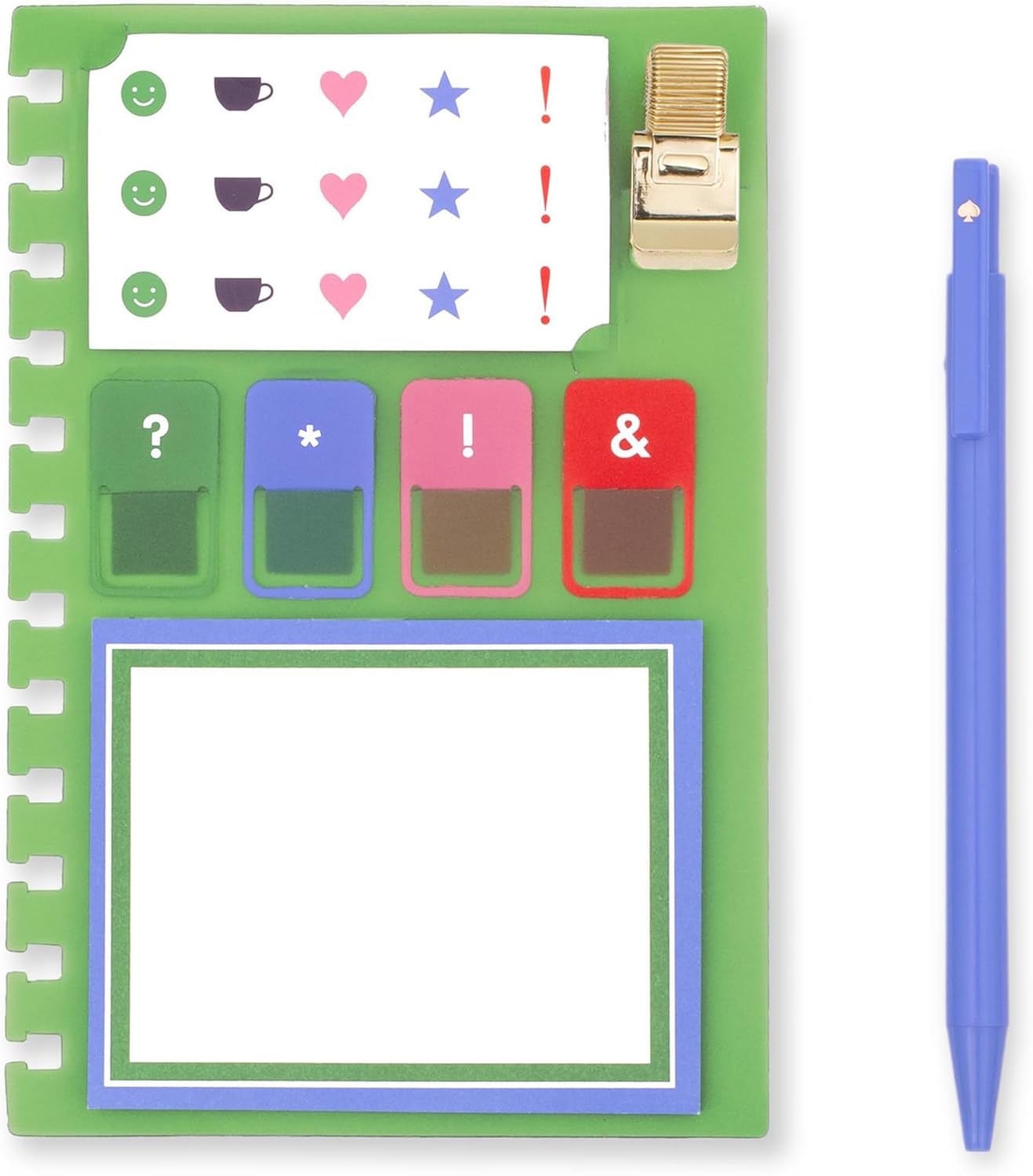 Kate Spade New York Zipper Pouch Filled with Planner Stickers and Accessories, Set Includes Notepad, Sticker Tabs, Black Ink Pen and Holder, Vegan Leather Accessory Bag, Sunny Day Stripe - Image 2