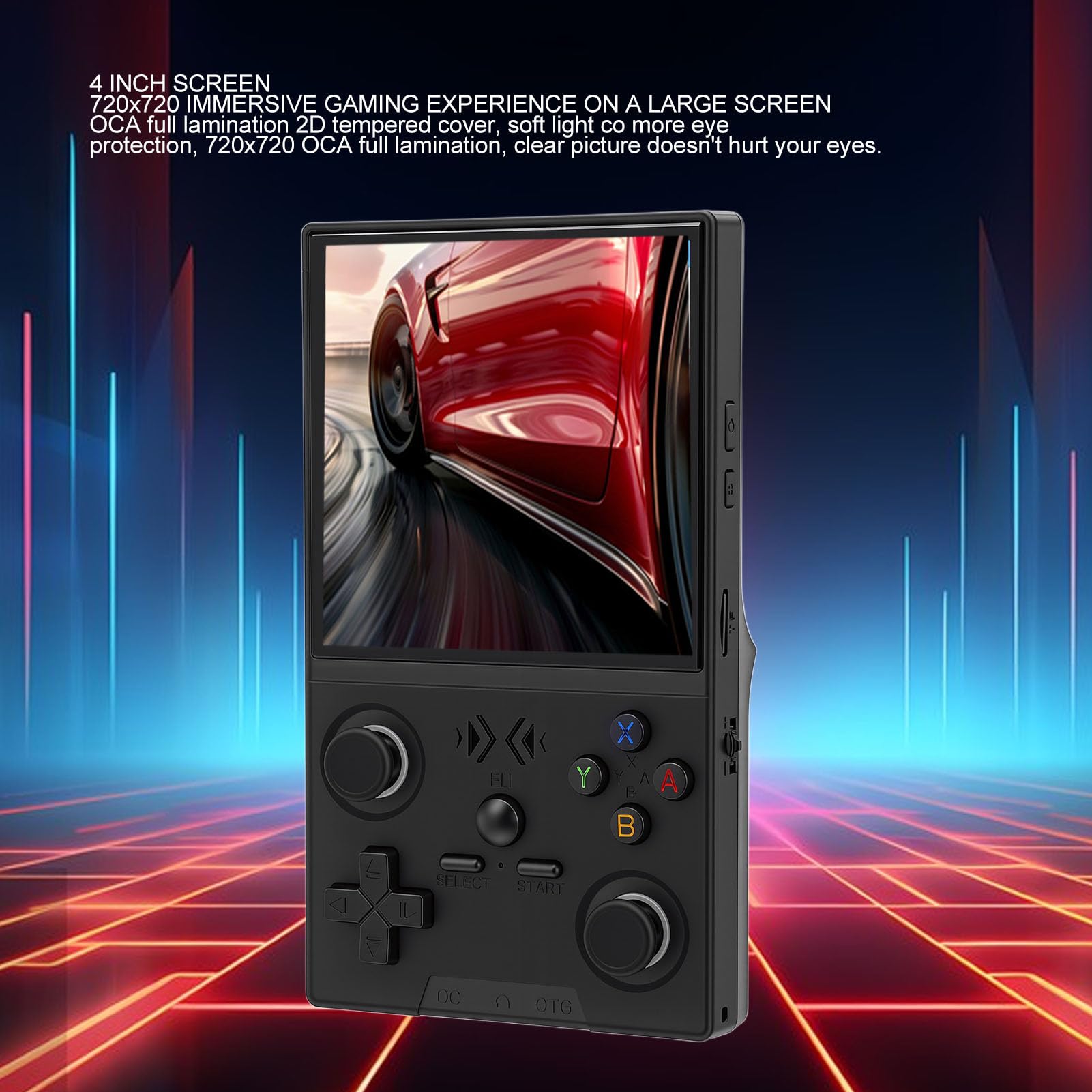 Handheld-Spielekonsole, WiFi Open Source, 4 Zoll HD-Bildschirm, 720 X 720, Tragbare Retro-Videospielkonsole, 4000 MAh, Unterstützung für Linux Open Source System (128G)