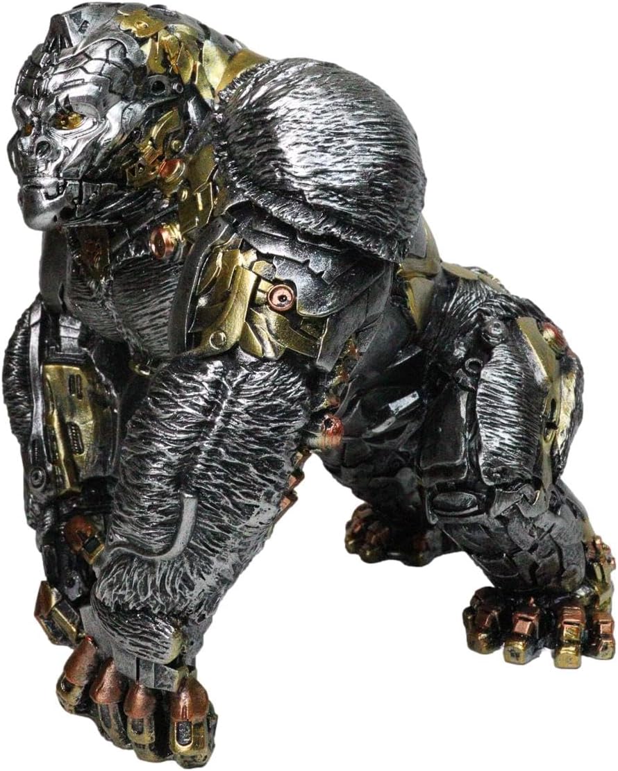 Ebros Gift Steampunk Gearwork Cyborg Silverback Gorilla Kong Figurine Robotic Animal Rainforest Victorian Sci Fi Industrial Science Revolution Futuristic Accent Decor