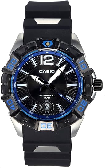 Casio Mens MTD1070-1A1V Black Resin Quartz Watch with Black Dial