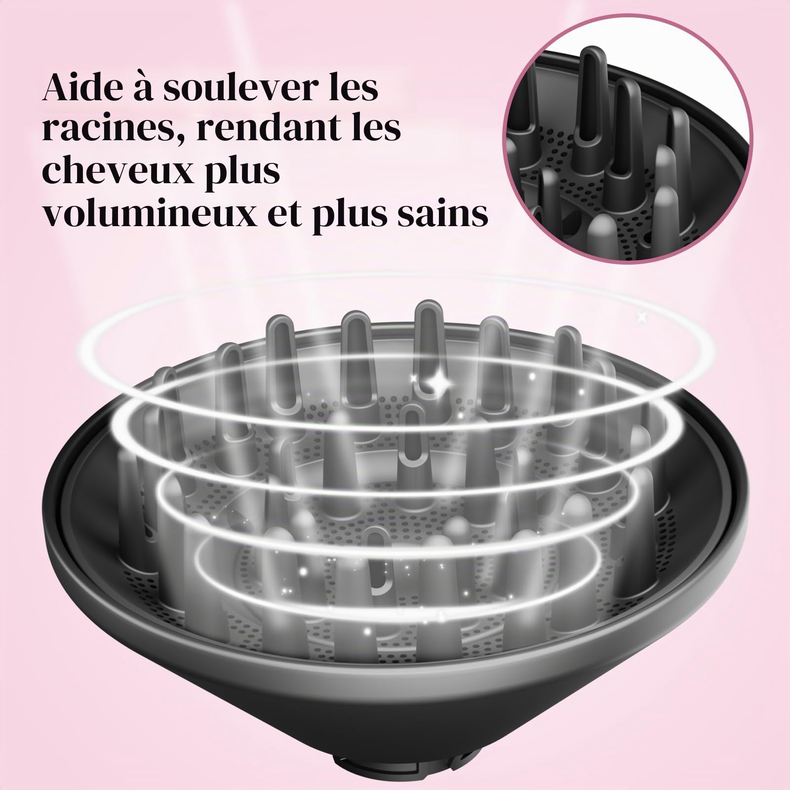 Grand diffuseur compatible avec Shark FlexStyle, buse diffuseur plus grande pour sécher plus rapidement et définir les cheveux ondulés bouclés bouclés Noir