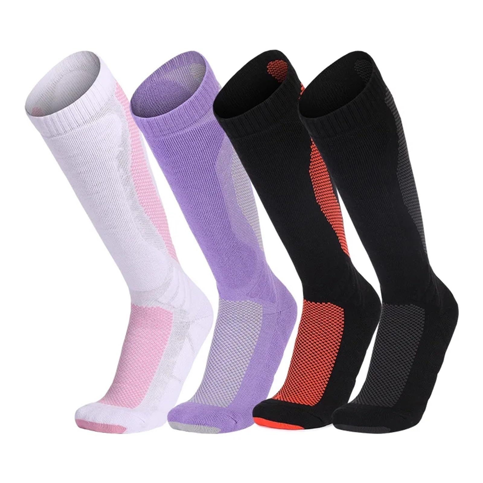 Calze Termiche, Calzini da Sci for Adulti Snowboard Comodi a Tubo Lungo for Esterni Invernali in Spugna Termica(Black Gray)