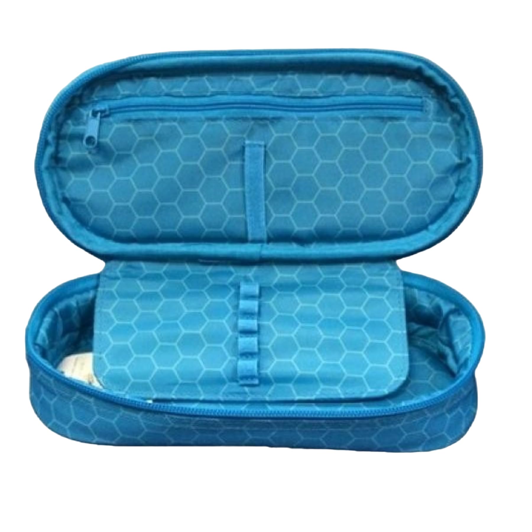 PRESTIGE & DELUXE Zaino Scuola Stumble Guys Azzurro Tondo 3 scomparti con badge - Tinta Unita Pool Over + Astuccio ovale + 7 Penne cancellabili e portachiave Stumble Guys