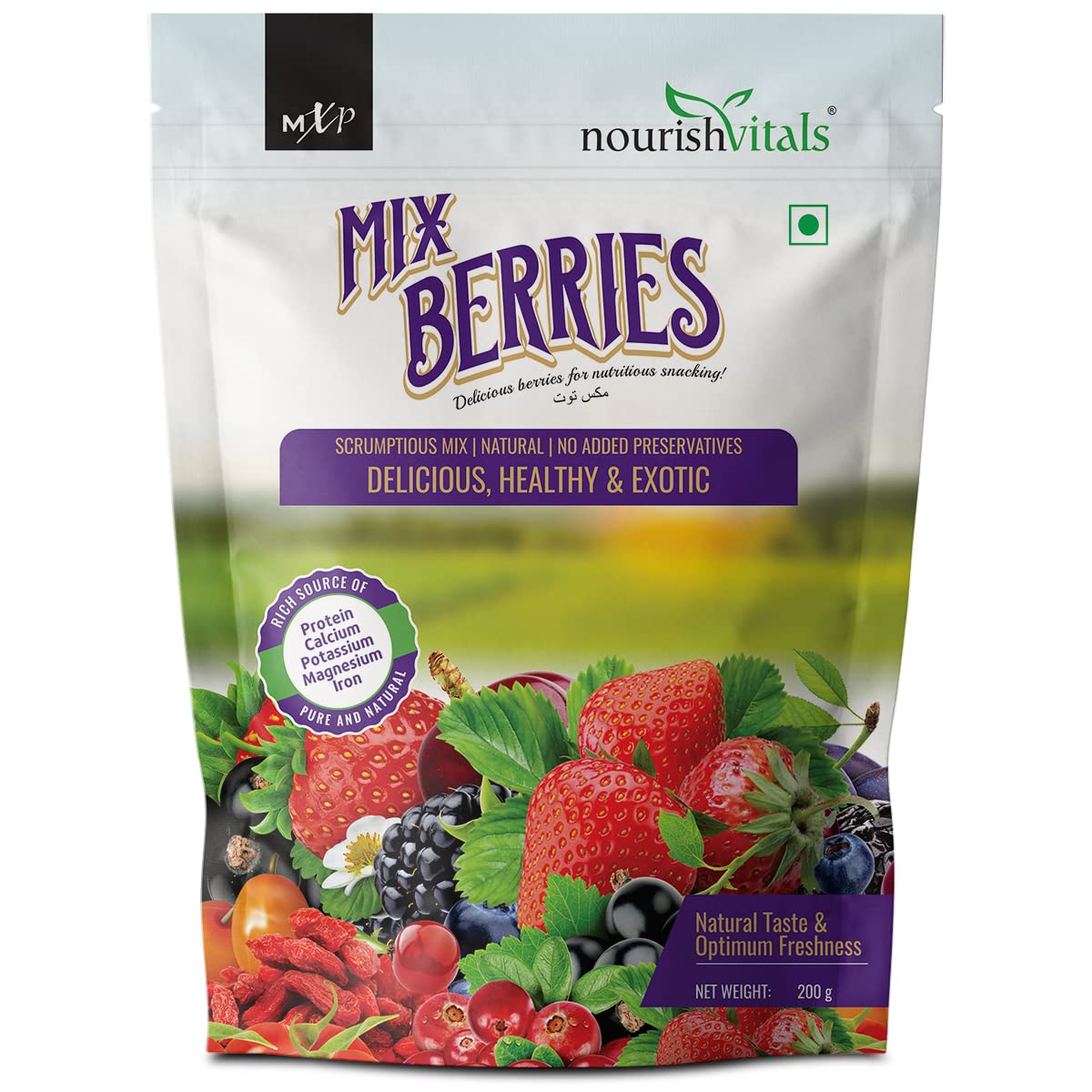 NourishVitals Mix Berries, Scrumptious Mix | Natural | No Added Preservatives Delicious, Healthy & Exotic, 200 g