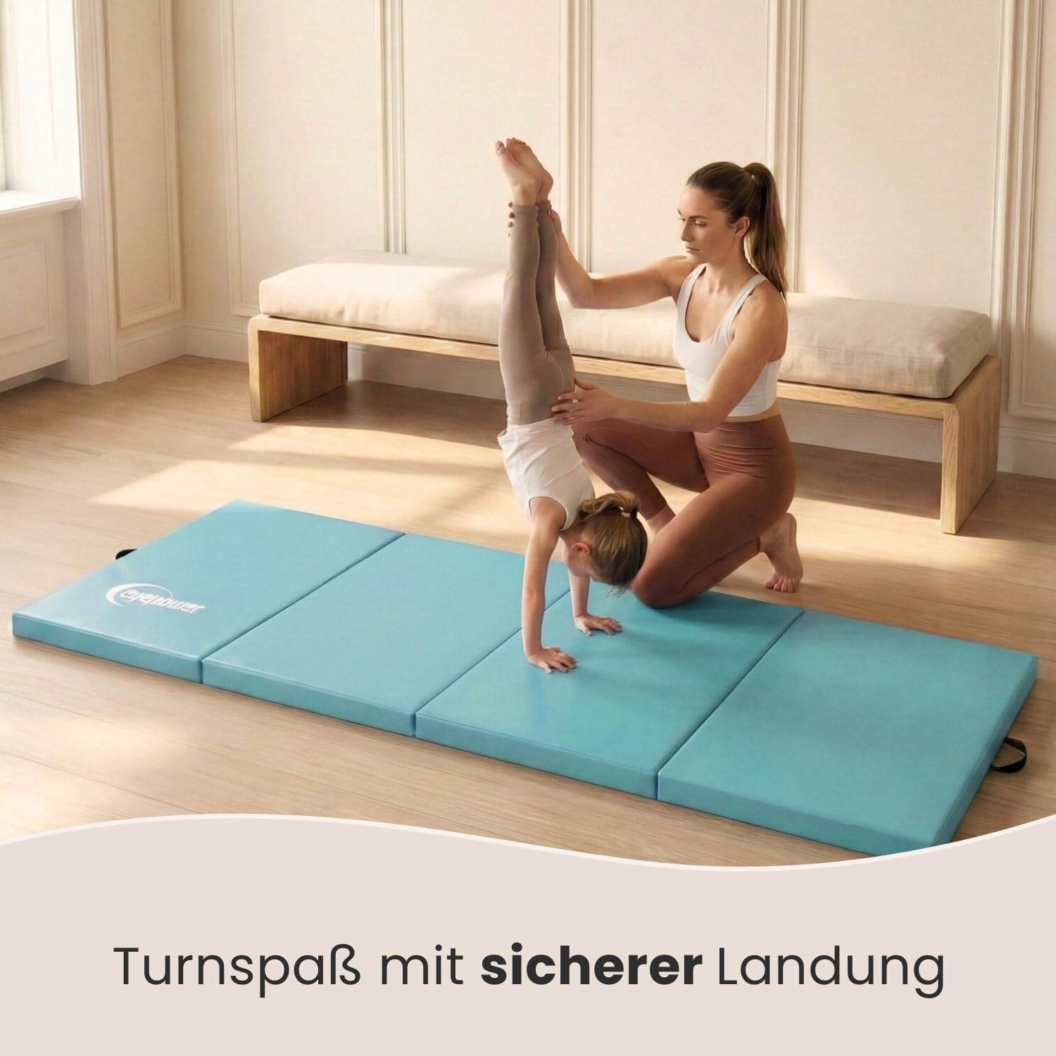eyepower Colchoneta de Gimnasia Plegable Gruesa 180x60x5 cm - Esterilla Fitness para Rítmica y Artística - Infantil y para Casa - Superficie de Suelo Amortiguadora para Entrenamiento Interior