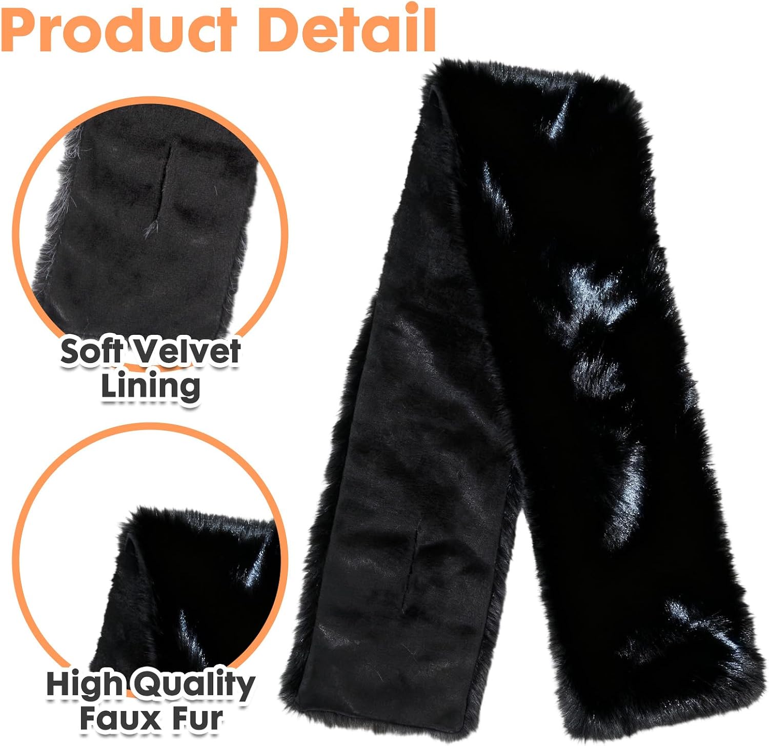 Barelove Long Women's Faux Fur Collar Scarf Wrap, Cold Winter Warm Stole Scarf Shawl Shrug Neck Warmer Wrap