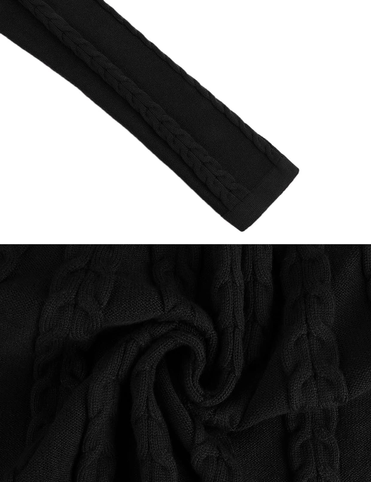 Gyabnw Vestito Casual Donna Invernale in Maglione Abito Vita Alta Elegante in Girocollo di Orlo Svasato Abito Linea A in Maglia al Ginocchio Caldo di Moda Treccia Ritorta