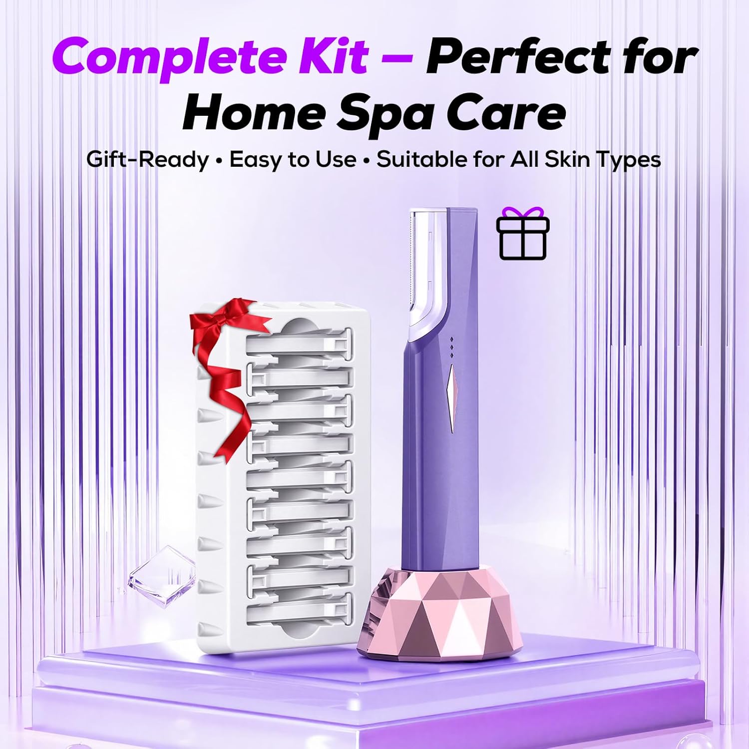 COPCOP Sonic Dermaplane Razor for Women Face, Painless Facial Exfoliation & Peach Fuzz Hair Removal Tool with 10 Upgraded Micro-Mesh Blades, Gentle Dermaplaning, Gift for Mom (Purple)