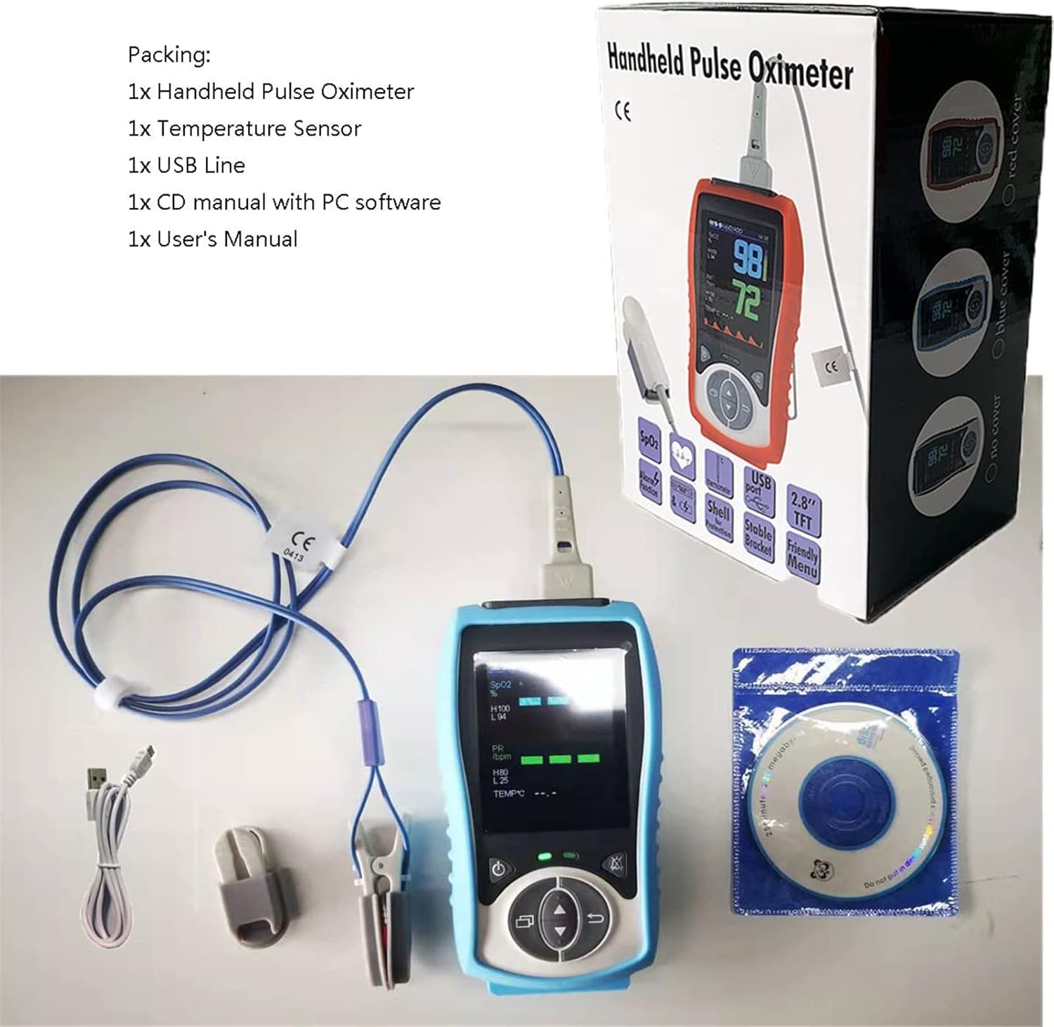 Pulsossimetro Portatile Veterinario Cardiofrequenzimetro per Gatti E Cani Monitoraggio Portatile Dell'orecchio O della Lingua Frequenza Cardiaca del Battito Cardiaco Veterinario per L'uso I