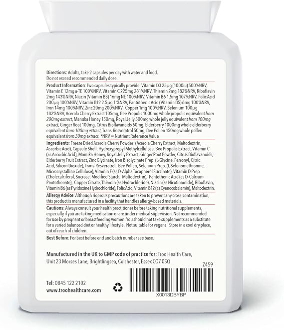 Troo Health Care Tr-Immuno Immune Support Supplement 60 Capsules -Essential