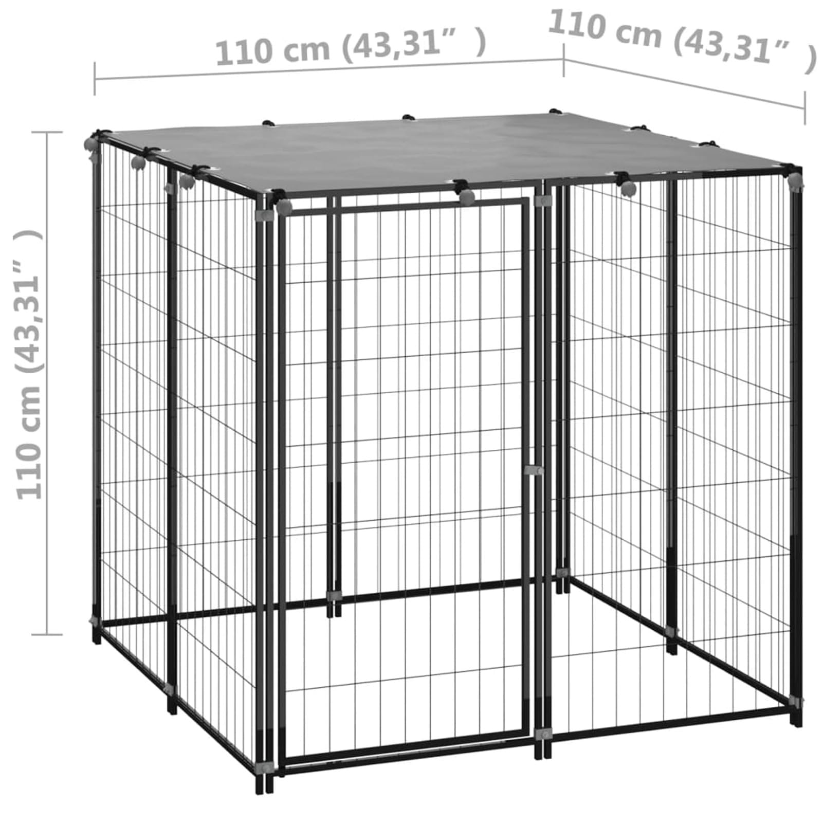 Homgoday Czarna klatka dla psa 110 x 110 x 110 cm stalowa, dekoracja meblowa klatka dla psa klatka dla psa wewnętrzna Kennel dla psów klatki dla psów na zewnątrz ogrodzenie dla psa