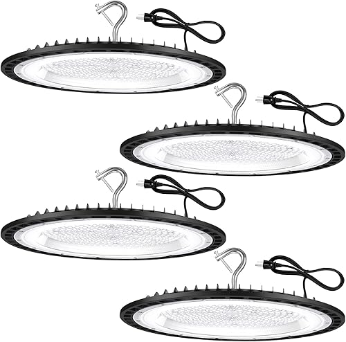 Miniatura 10 de Paquete de 6 lámparas LED UFO de 100 W, iluminación de bahía de 5000 K, iluminación de bahía comercial, 120 V, 15000 lúmenes, equivalente a 450 W