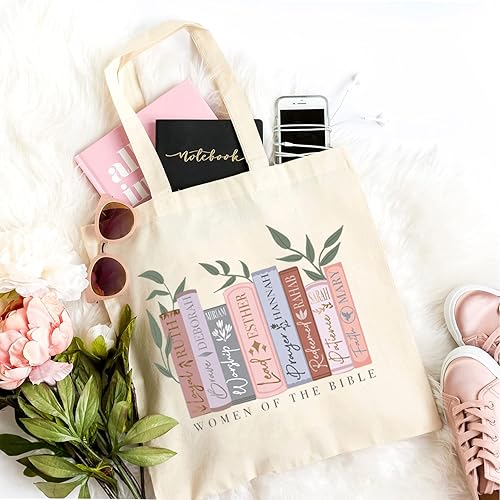 Miniatura 4 de TSIIUO Bolsa de lona cristiana con versículo bíblico, lindo gráfico para mujeres de la Biblia, bolsa de compras reutilizable, regalo divertido