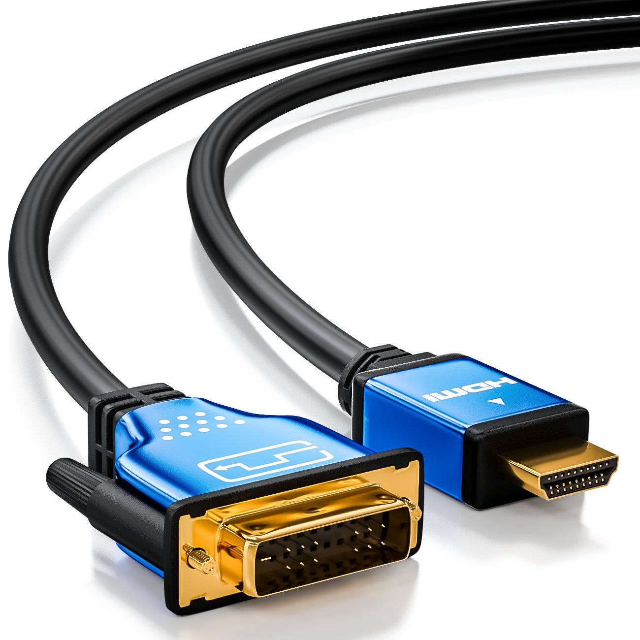 deleyCON 1,5m Cavo HDMI a DVI ad Alta Velocità - 1080p Full-HD 3D Ready - Cavo Monitor da HDMI a DVI