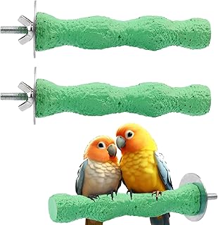2pcs Bird Beak Grinding Stone, Anti-Slip Parakeet Nail Trimming Stick Resin Beak Grinder Stone Perches Washable Claw Trimmer Stand for Parrot Budgie Cockatiel Cage Accessories