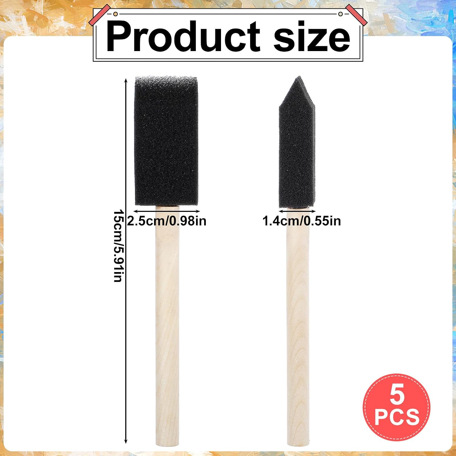 Giantree 5Pcs Foam Brushes for Painting, Foam Paint Brushes, Sponge Paint Brush, 1 Inch Paint Brush for Painting, Wooden Handles Brushes for Staining DIY Craft Varnishes Painting and Cleaning(1 Inch)