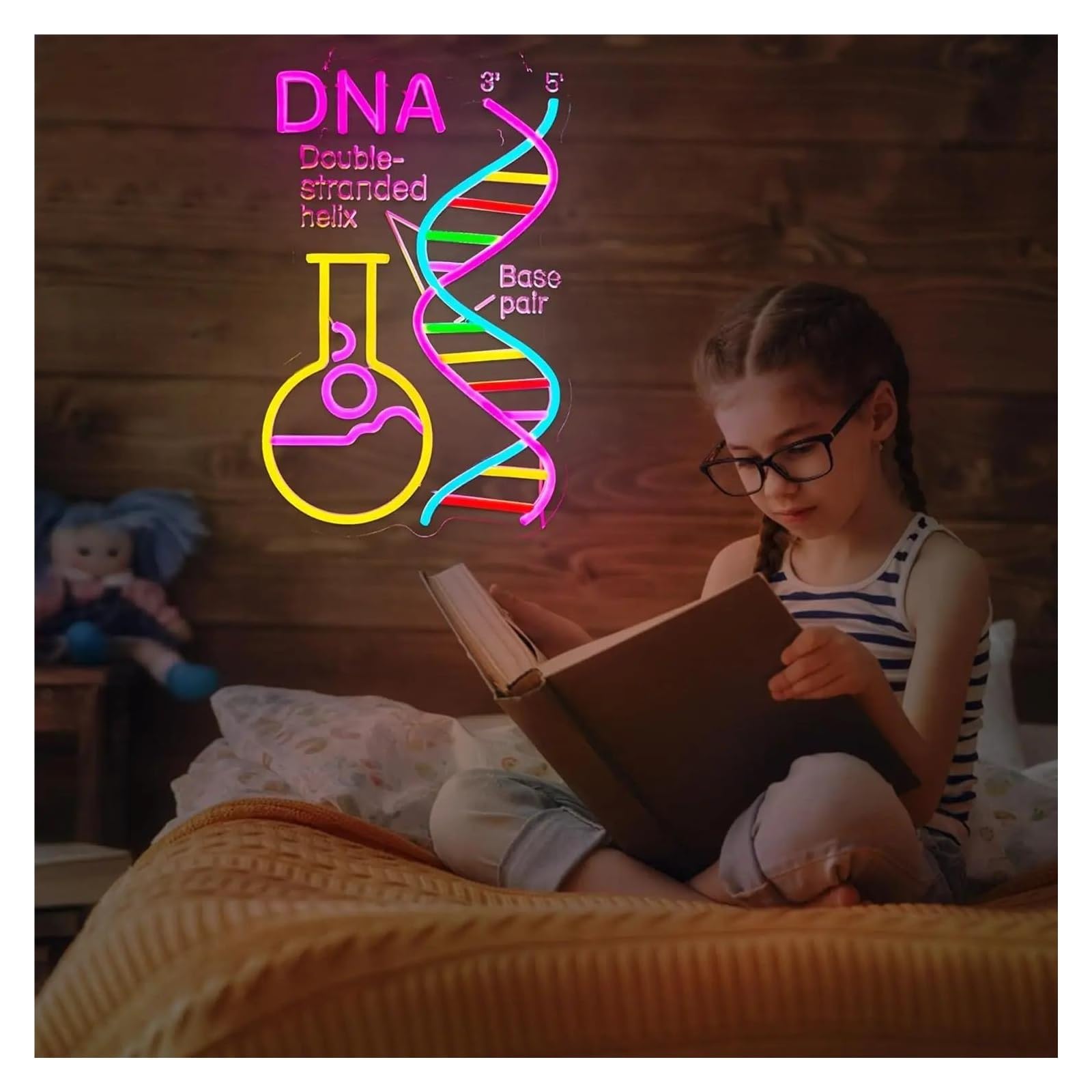 XENITE Luci al Neon Da Parete DNA Double Stranded Helix Insegna Al Neon Luce LED Dimmerabile Per Club Del Libro Aula Lettura Angolo Sala Giochi Arredamento Camera Da Letto 42cmx28cm