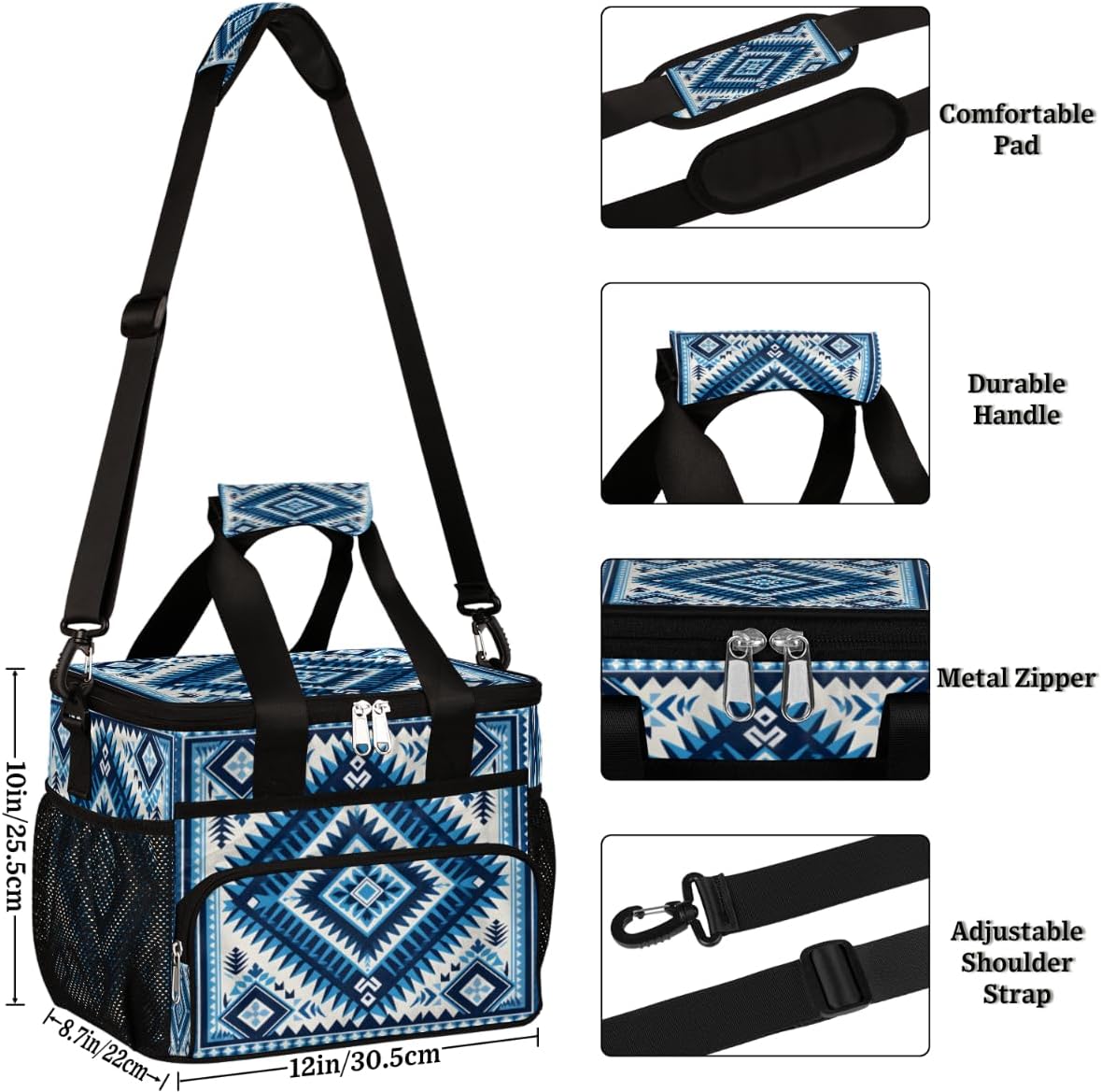 Fashionable Insulated Picnic Backpack Lunch Box for Women Men Picnic Basket Tote Lunch Bag Picnic Bag Portable Lunch Bags for Picnic, Beach, Work, Trip,Office, Camp Traditional Ornate Trellis