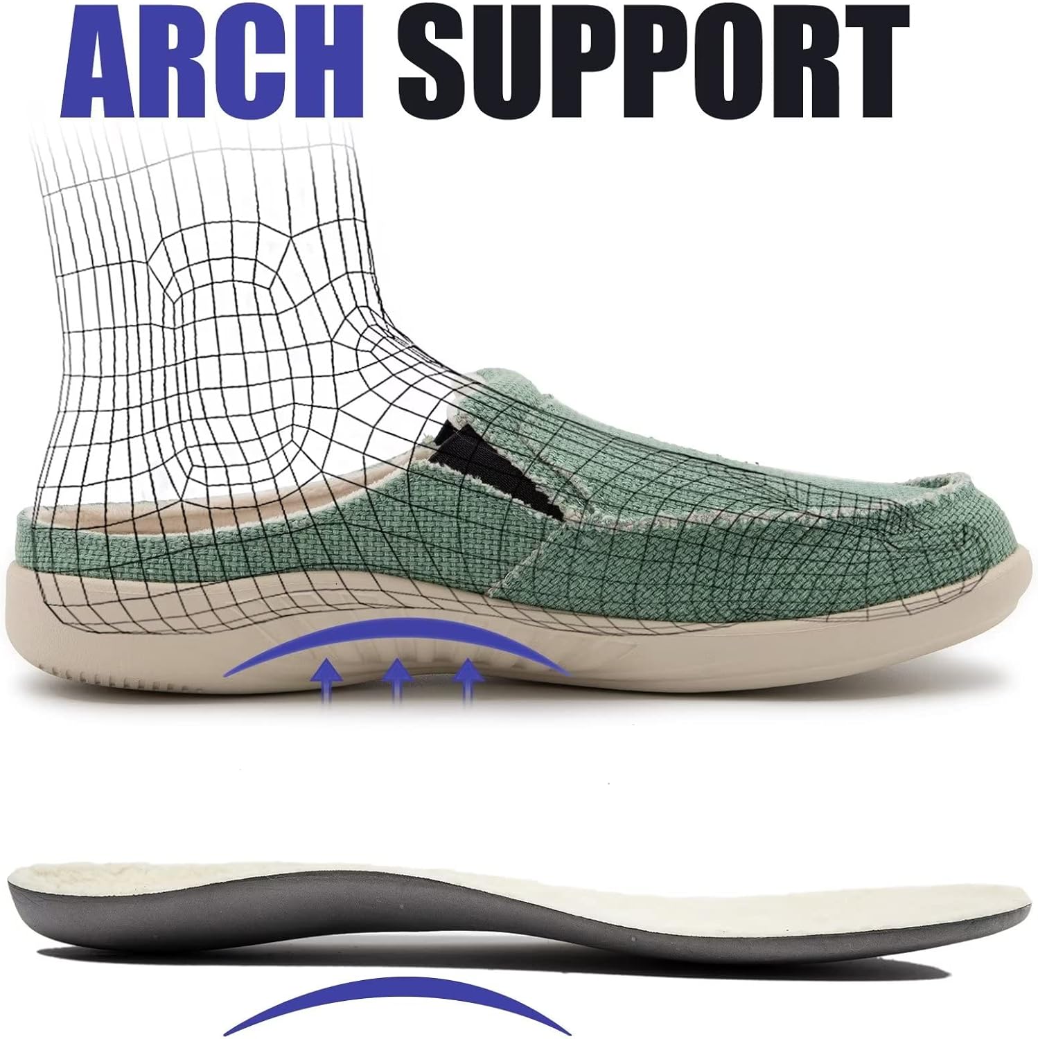 ADAX Men's Plantar Fasciitis & Pain Relief Orthotic Slippers with Arch Support (Size:US 7-US 14) - Image 4
