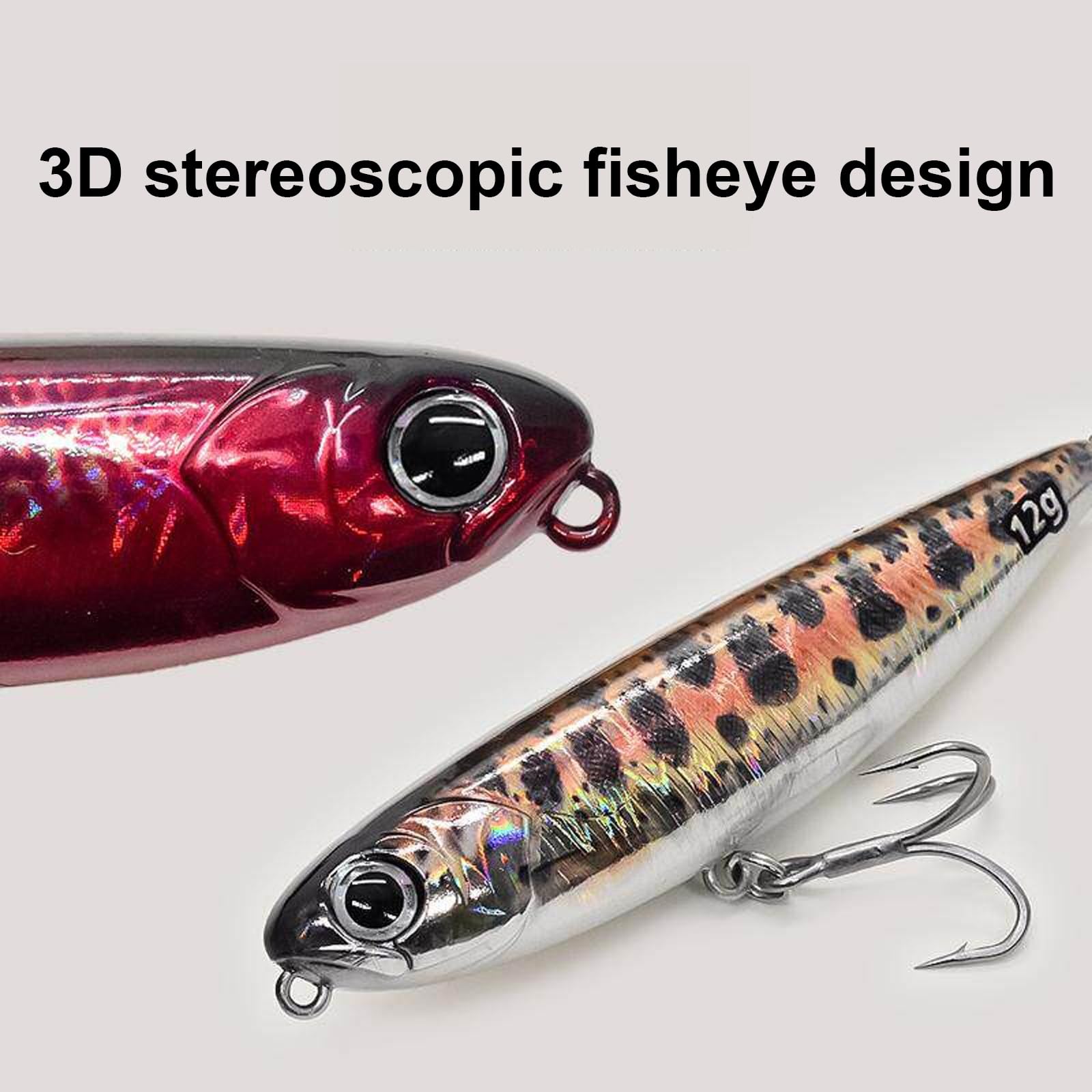 Esche Artificiali for Il Nuoto, Esche Realistiche ad Affondamento Lento con Amo Tridente Affilato, Adatte for Spigole, Lucioperca, Trote e Altri Pesci