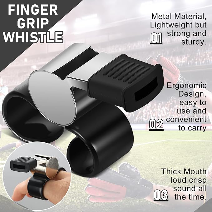 Silbatos metálicos para árbitro con grip 2 piezas miniatura 3