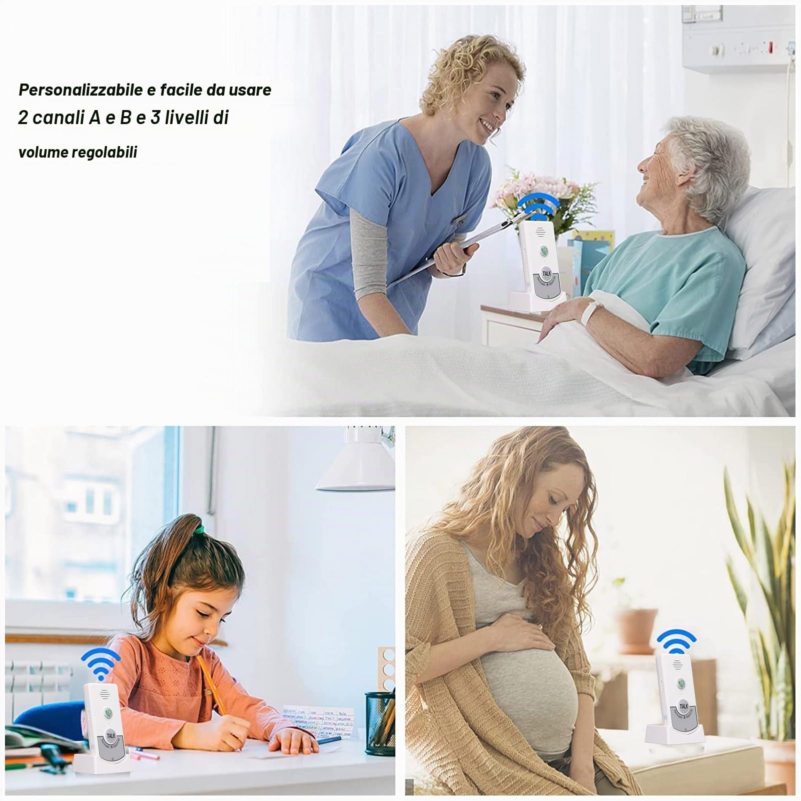 Yunir Intercom Vocale a 2 Vie, unità di di Campanelli Wireless, Intercomunicador Super a Lungo Raggio, Installazione Facile, Citano per Ufficio Ospedaliero Domestico, per Anziani,