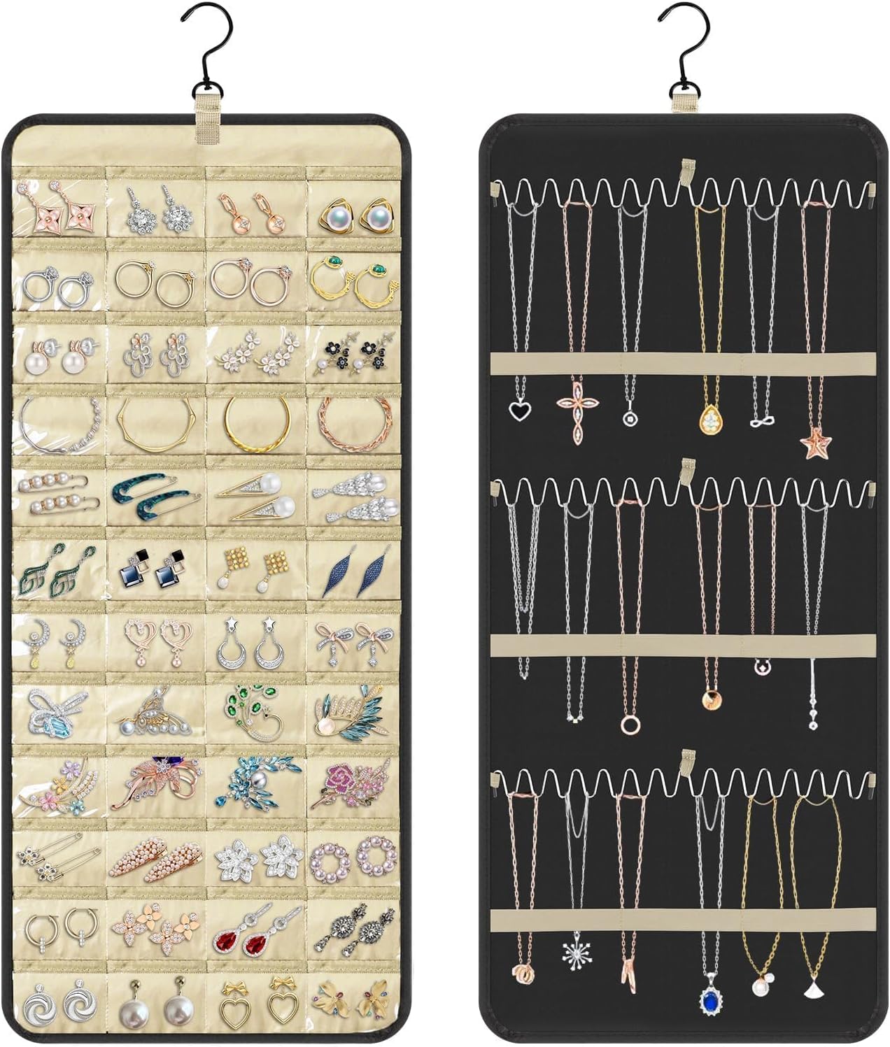 Oemmn Schmuck Organizer Aufhängbar 48 Fächer - Doppelseitiger Schmuckhalter Für Schrank