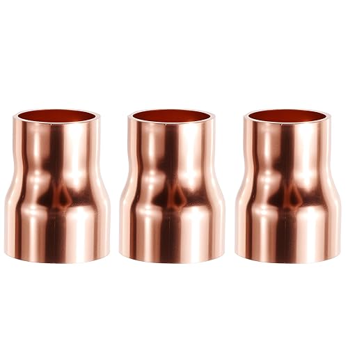 3 Pcs Copper Reducing Coupling, 1 Inch Cupreous Reducer ID