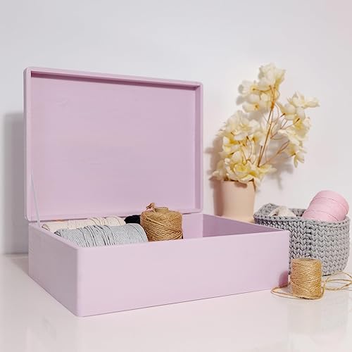 Miniatura 6 de Caja de almacenamiento de madera rosa XL con tapa con bisagras, 15.8 x 11.8 x 5.5 pulgadas (+-0.5), caja de regalo para herramientas, zapatos de
