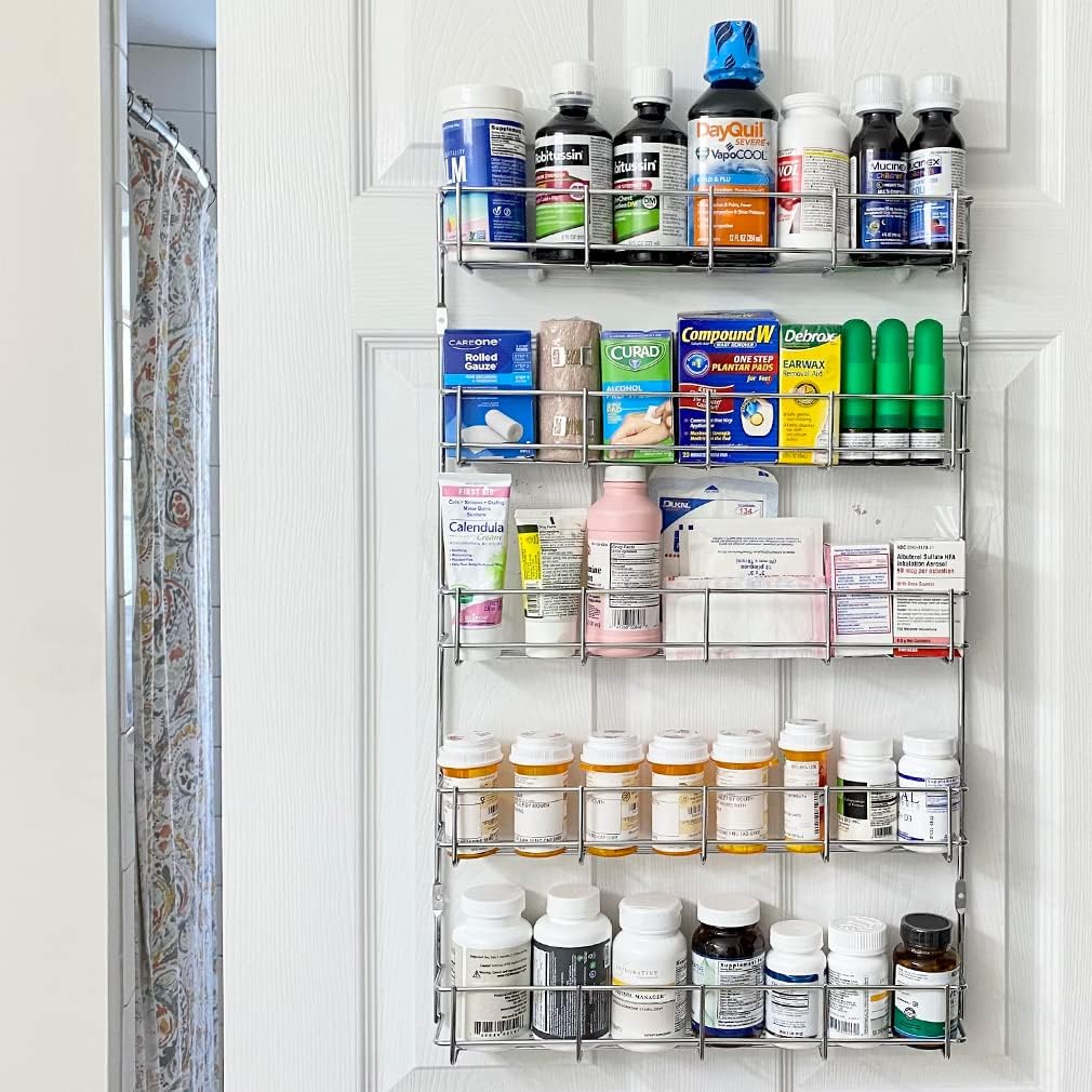 Evelots 5-Tier 40-Jar Hanging /Wall-Door Mount/Pantry Door Spice Rack/Large Spice Rack Organizer for Cabinet Door