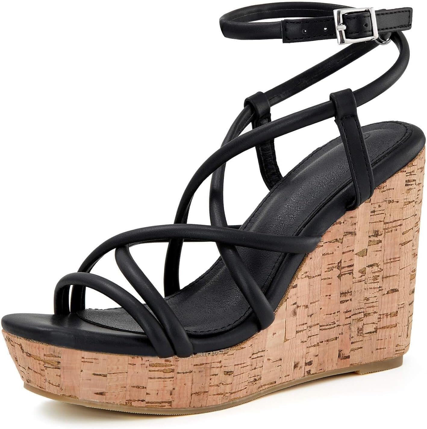 Coutgo Women Platform Wedge Sandals Cork Slingback Wedges Espadrilles Heels Summer Shoes